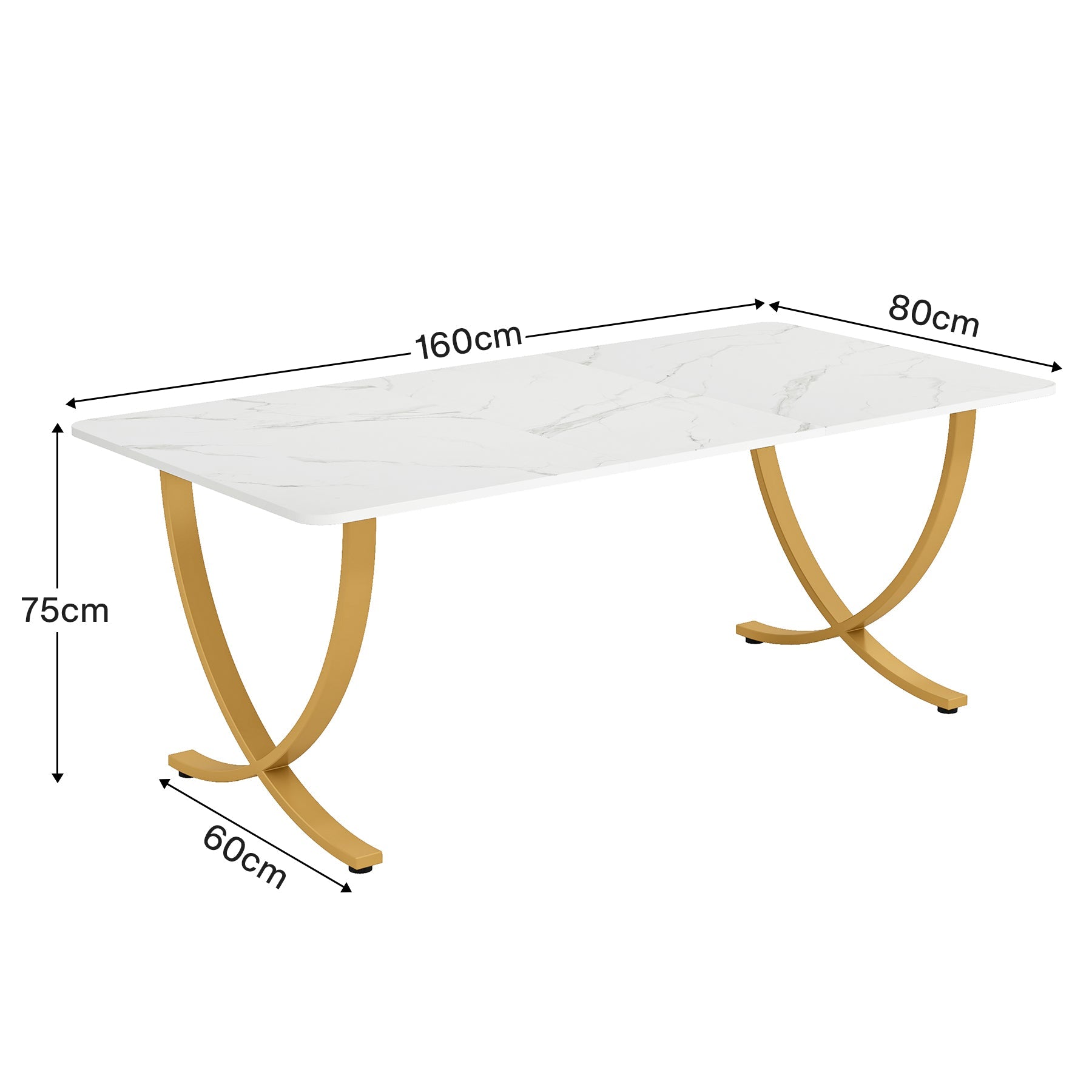 Tribesigns Table à manger rectangulaire pour 4 à 6 personnes, Table moderne en faux marbre