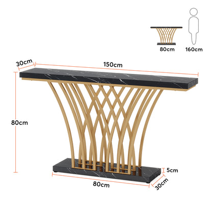 Tribesigns Table Console en métal doré, Table d'entrée moderne avec pied en forme de grille