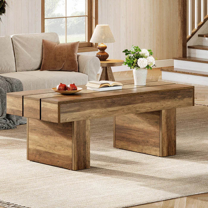Tribesigns Table basse de ferme de 120 cm avec fonction table à goûter