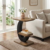Tribesigns Table d'appoint étroite de 60 cm à 2 niveaux, Style industriel en bois idéale pour le salon et la chambre 3