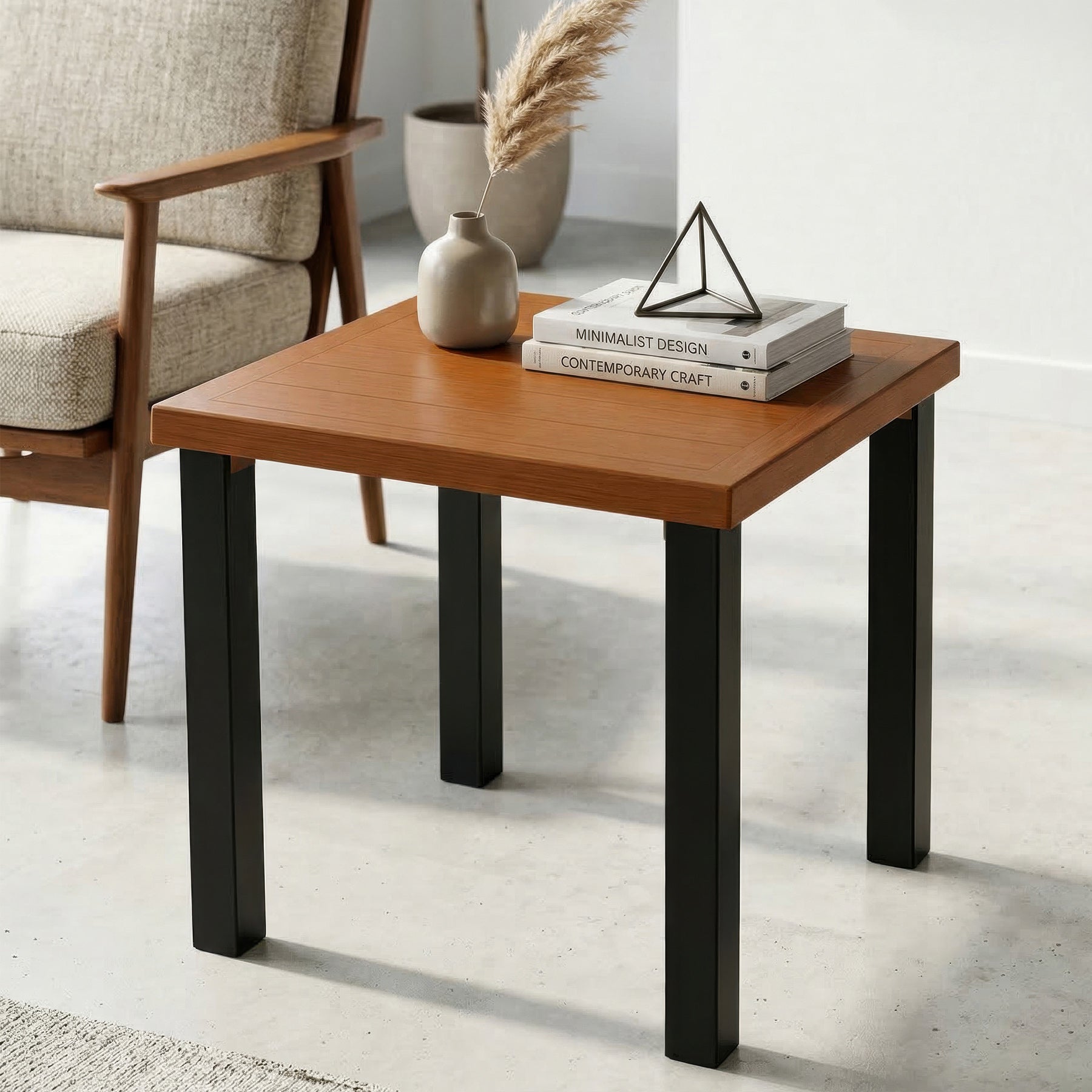 Tribesigns Table d'appoint d'extérieur résistante aux intempéries, Table de balcon aspect bois