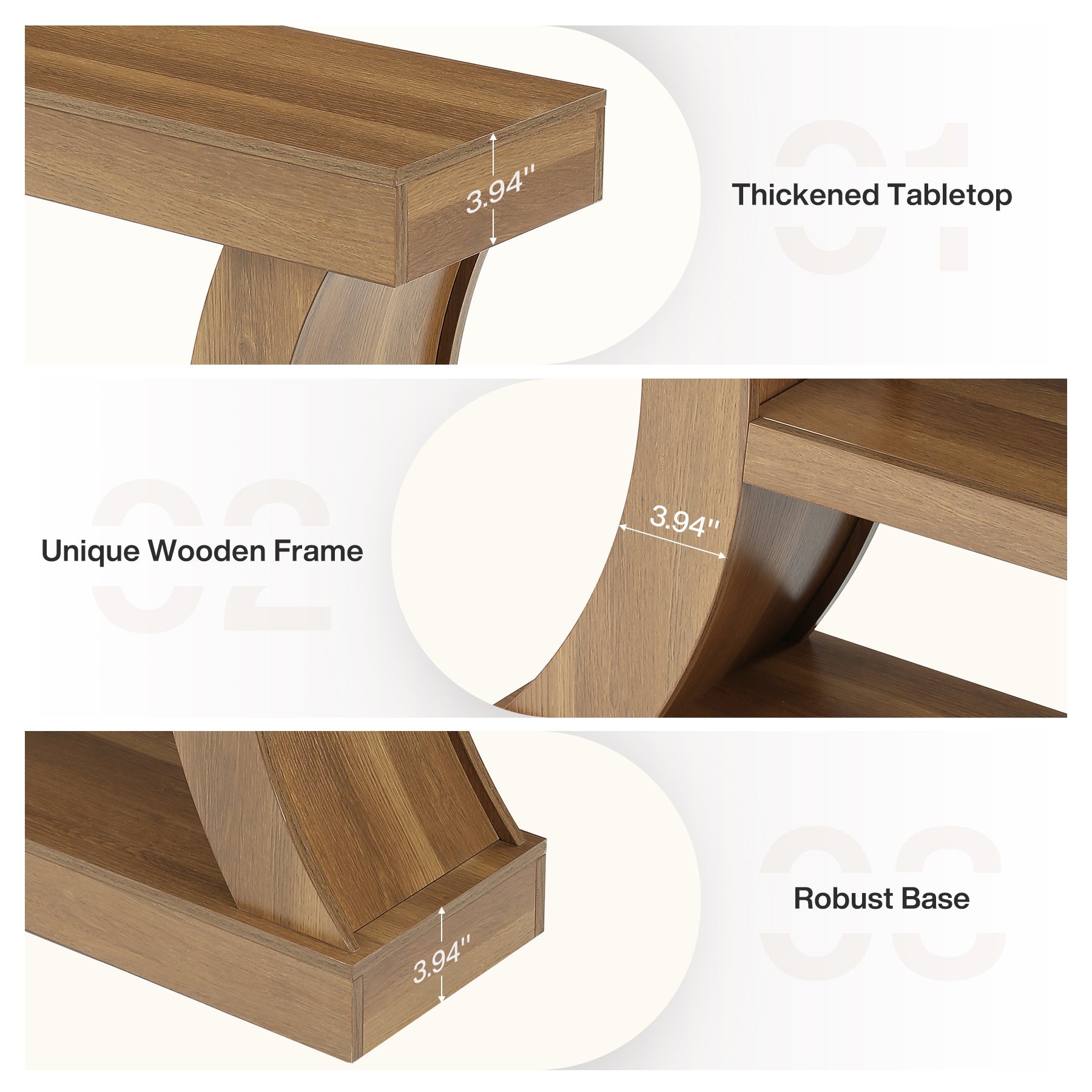 Tribesigns Console de 160 cm au design incurvé, Meuble TV bas avec rangement pour salon