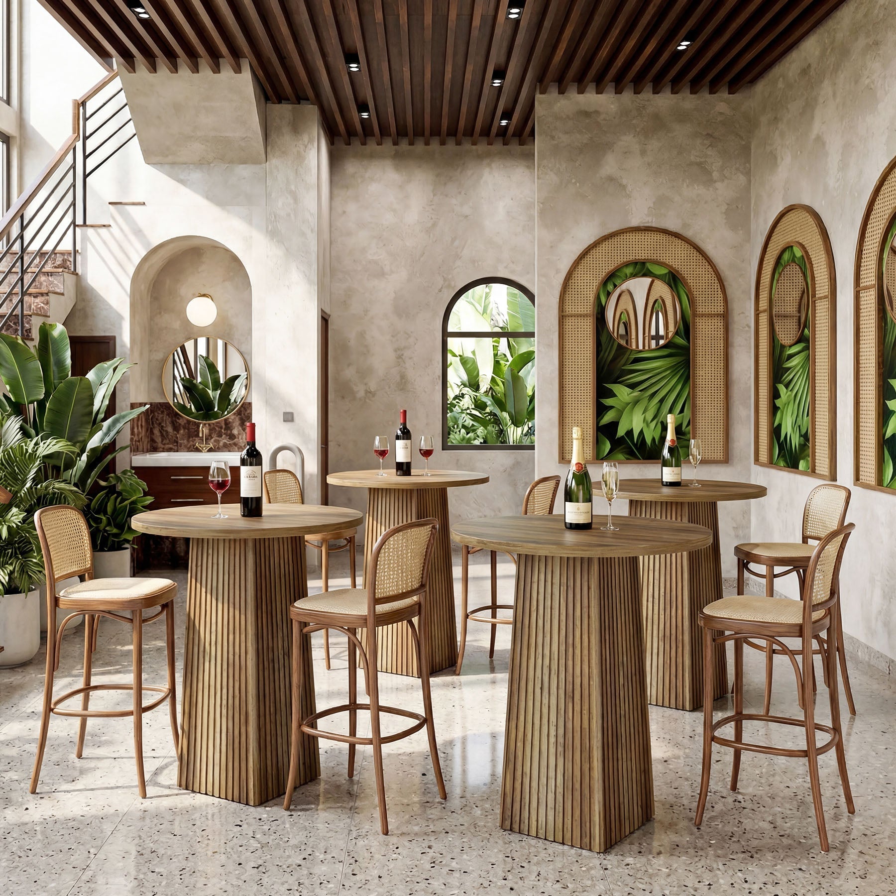Tribesigns Table de bar ronde, Table de bar en bois pour cuisine (table seule)