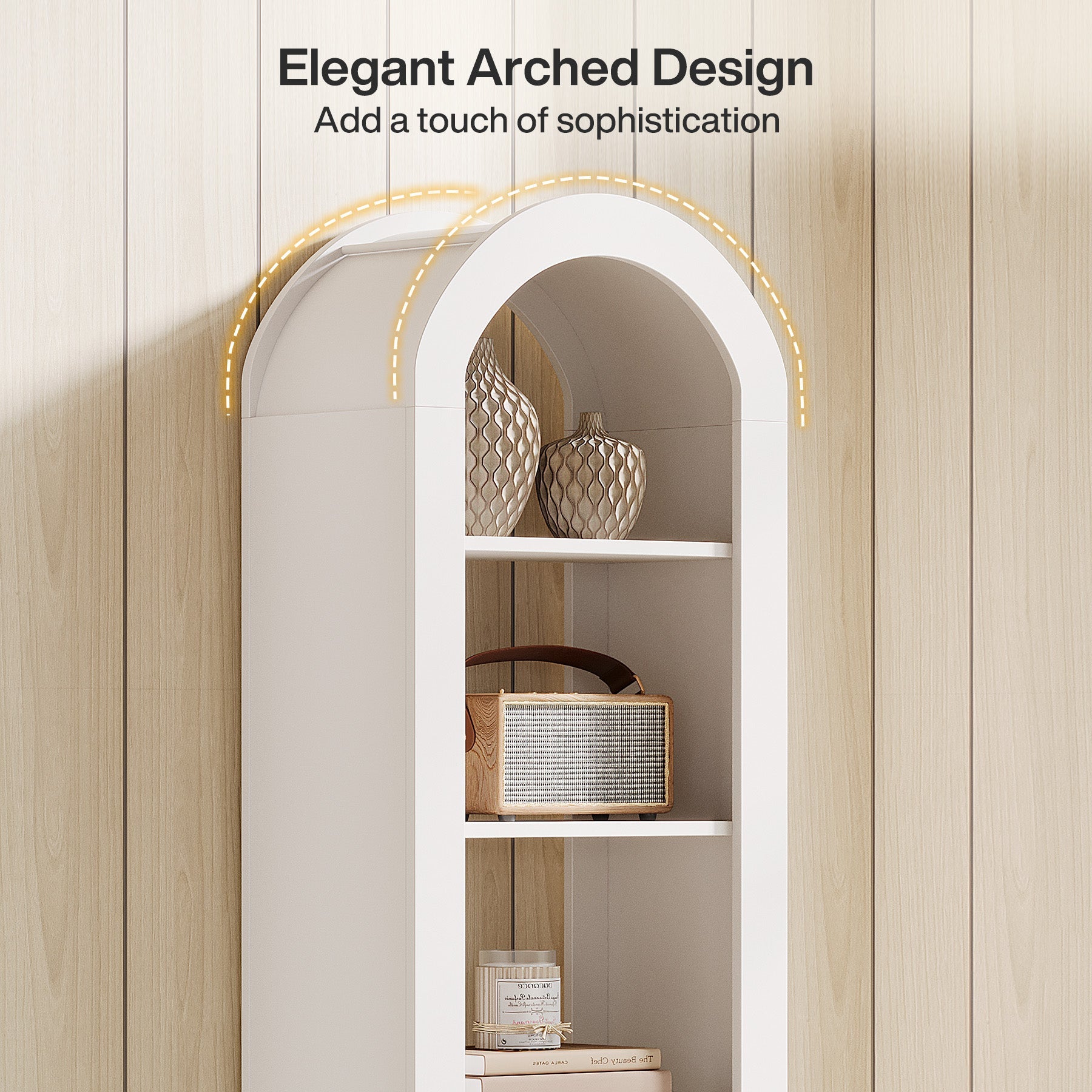 Tribesigns Bibliothèque haute de 190 cm de haut de forme arquée avec étagère étroite à 6 niveaux autoportante