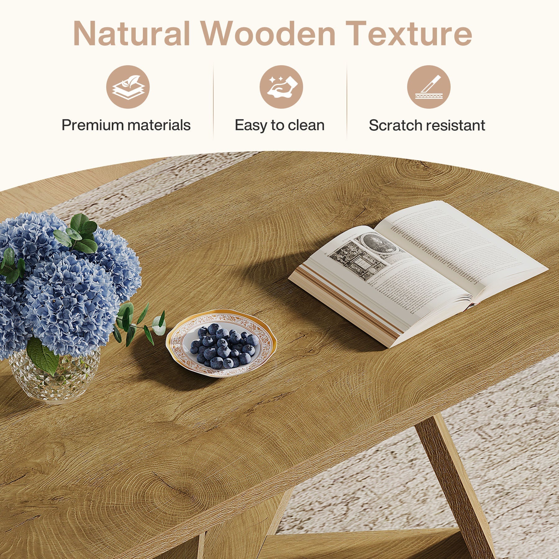 Tribesigns Table basse rectangulaire, Table cocktail et table à thé de 120 cm pour le salon