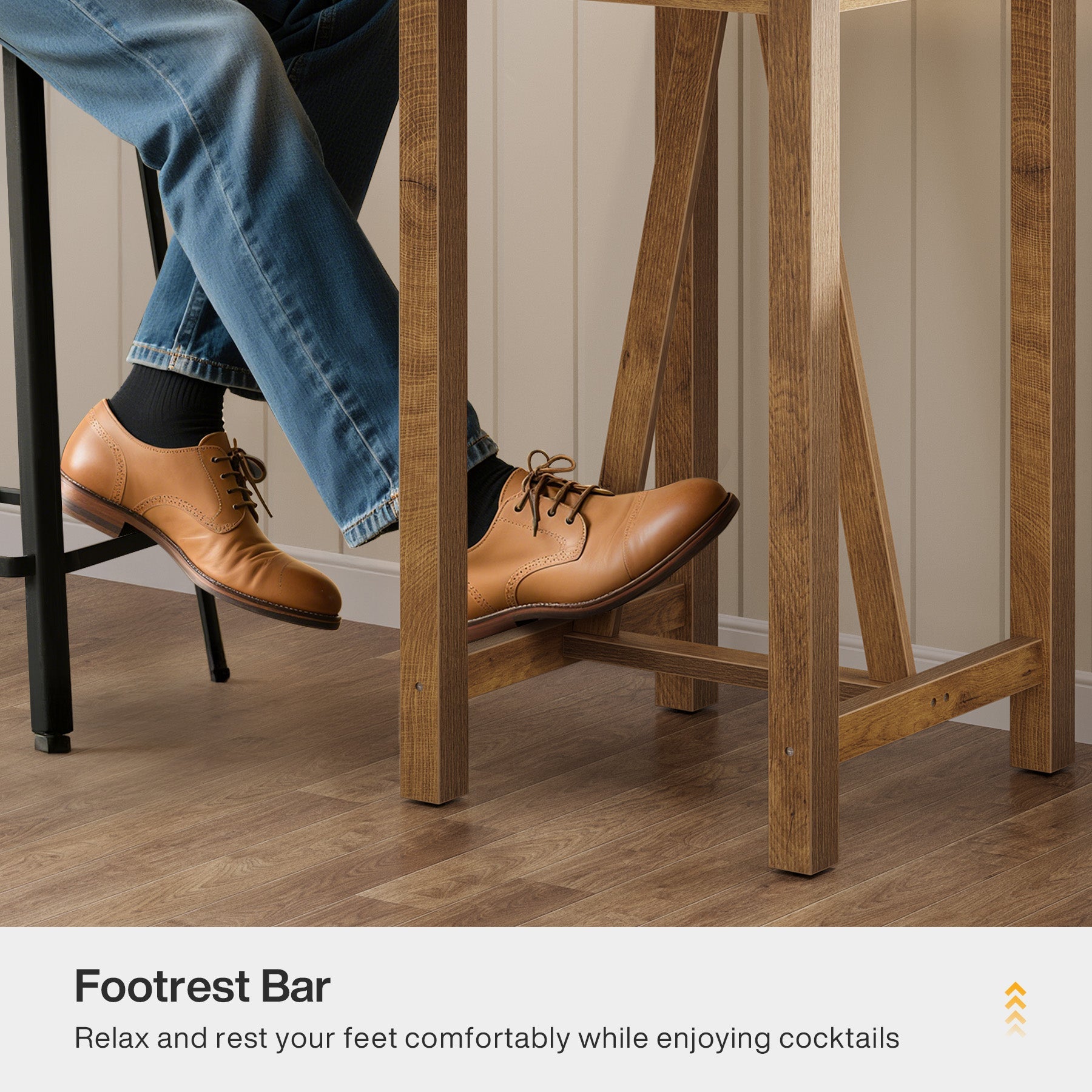 Tribesigns Table de bar à hauteur de comptoir de 100 cm, Table de pub carrée de style maison de campagne