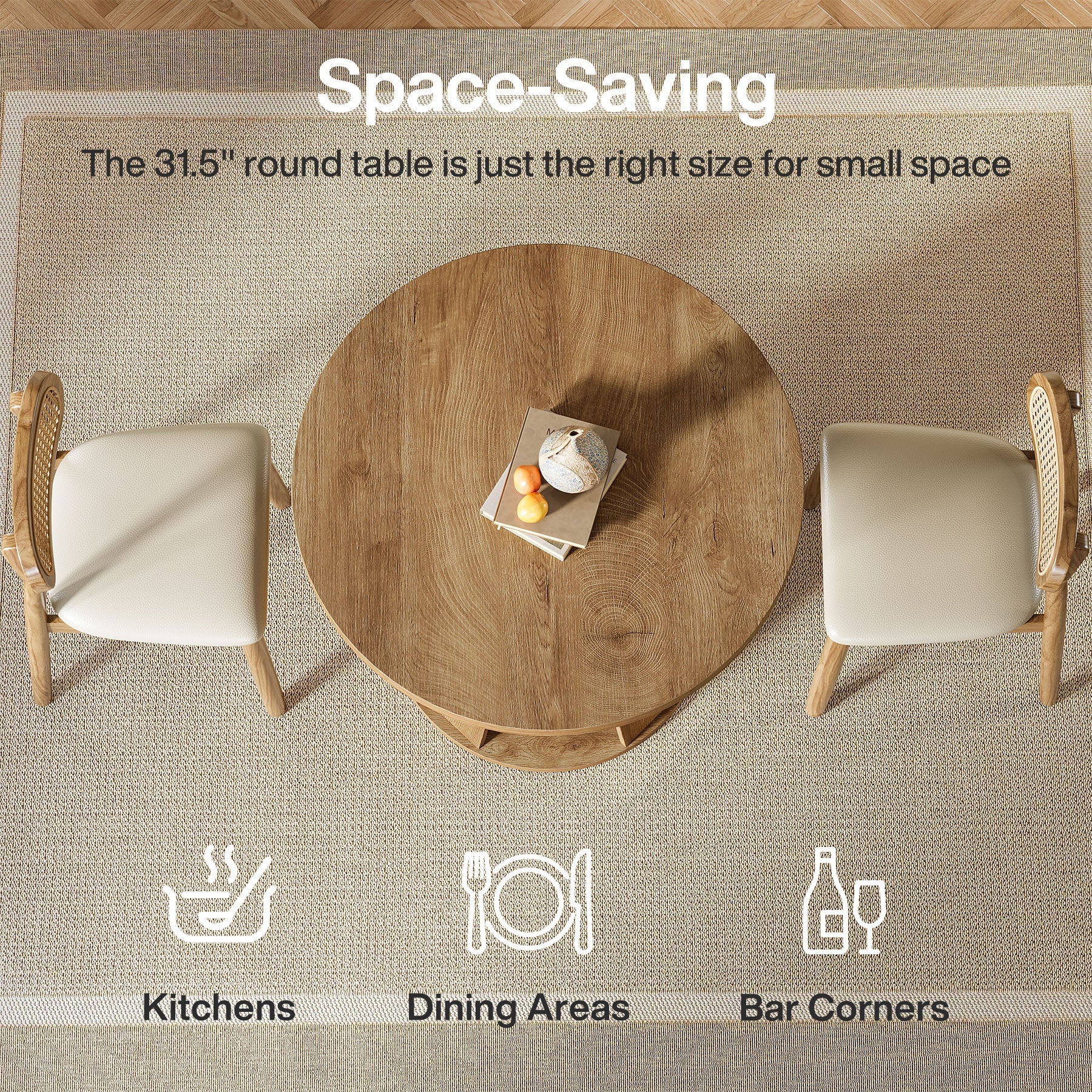 Tribesigns Table de salle à manger ronde de 80 cm pour 2 à 4 personnes, Petite table de cuisine