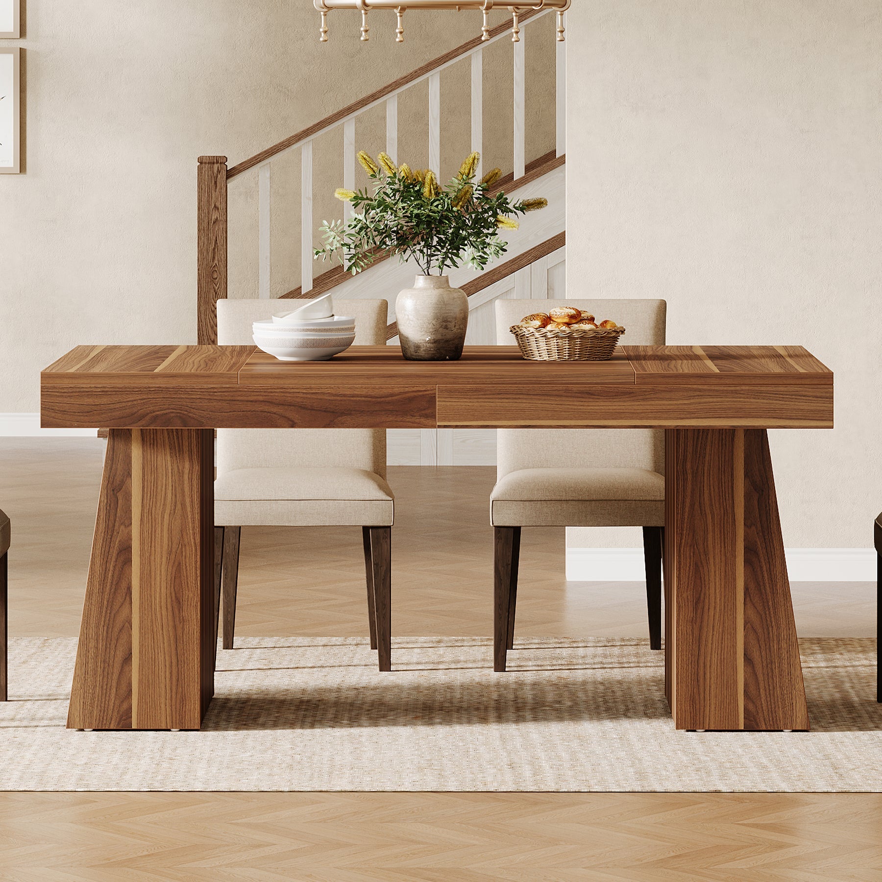 Tribesigns Table à manger 140 cm, Table de cuisine en bois pour 4 à 6 personnes