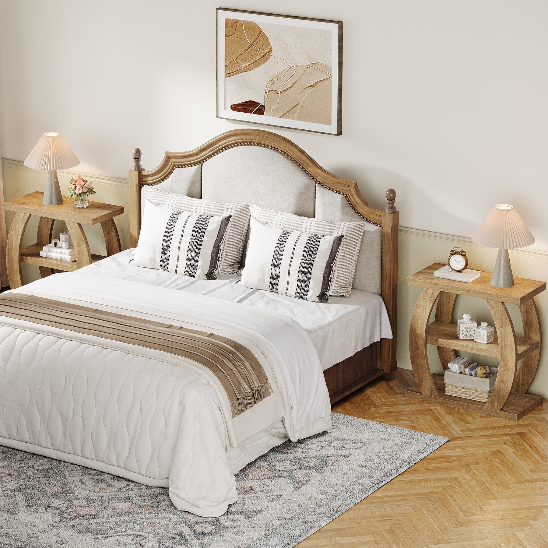 Tribesigns Table d'appoint étroite en bois à 3 niveaux, Table de chevet peu encombrante