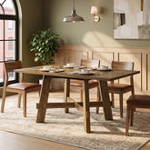 Tribesigns Table de salle à manger rustique de 140 cm pour 4 personnes avec traverse, Table de cuisine en bois pour appartement et salle à manger 3