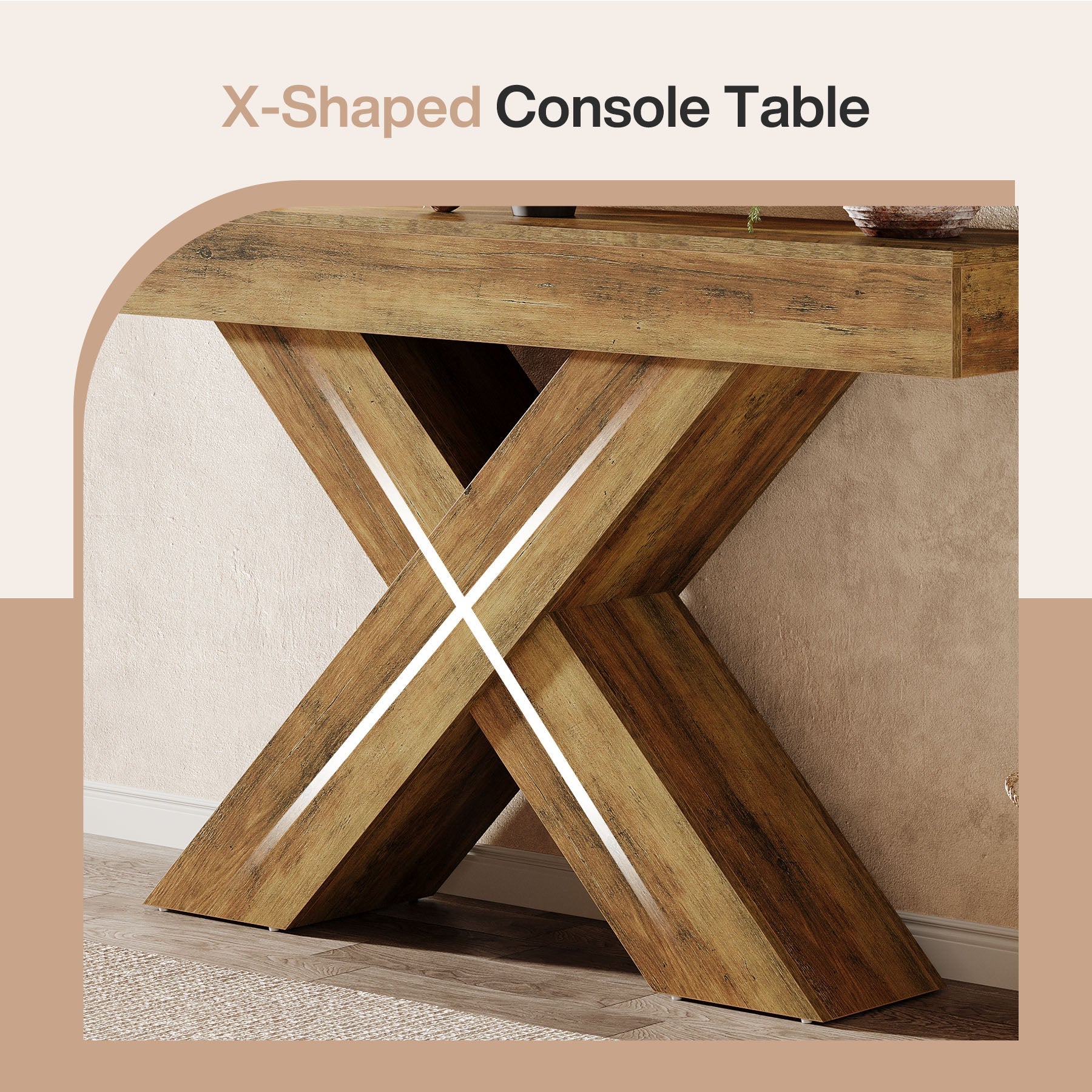 Tribesigns Console de 140 cm, Table d'appoint en bois au design unique