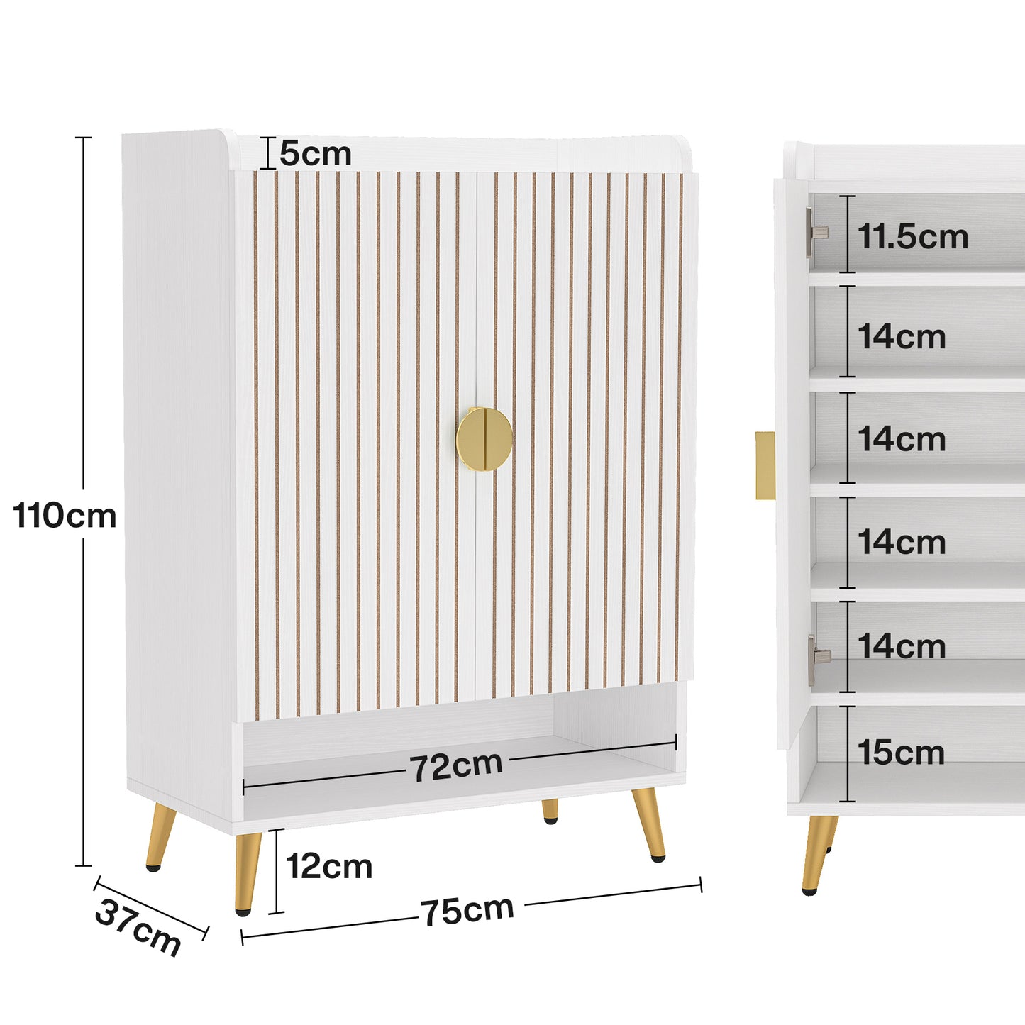 Tribesigns Meuble à chaussures avec portes, Armoire de rangement à 6 niveaux