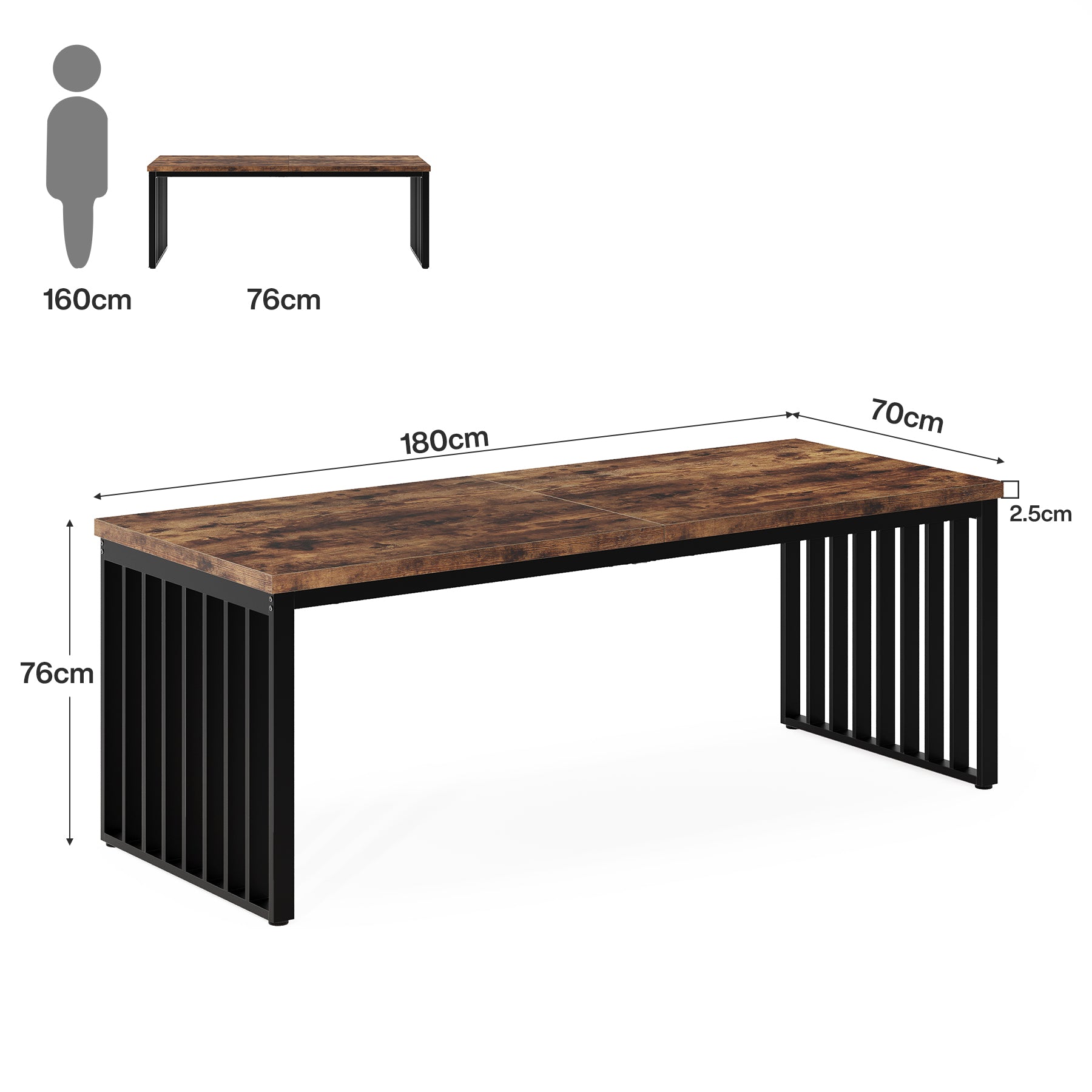 Tribesigns Bureau 180 cm, Bureau d'ordinateur Table de conférence