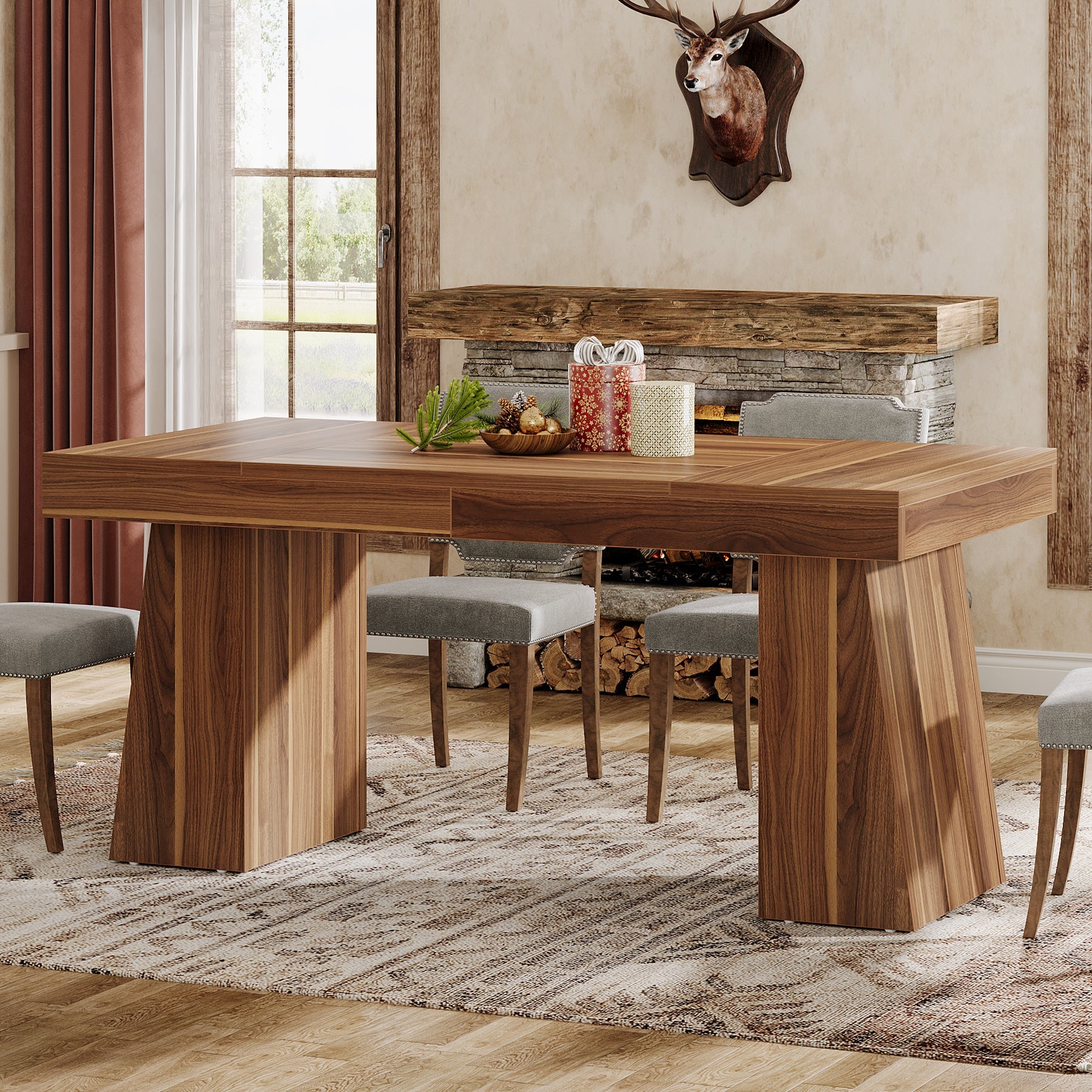 Tribesigns Table à manger 140 cm, Table de cuisine en bois pour 4 à 6 personnes