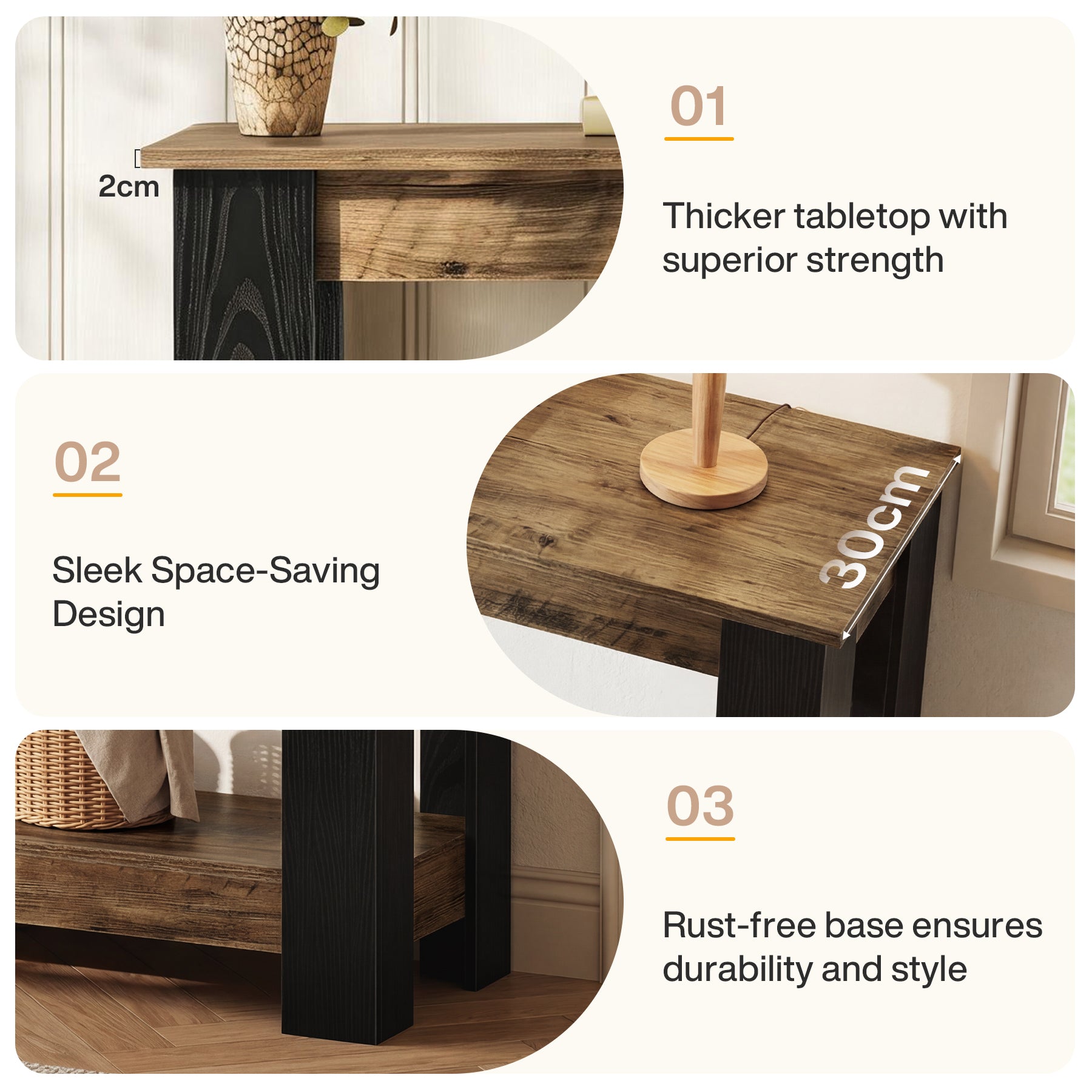 Tribesigns Schmaler Konsolentisch 105 cm im Industrial-Stil, 2-stufiger Flurtisch für Eingangsbereich & Wohnzimmer