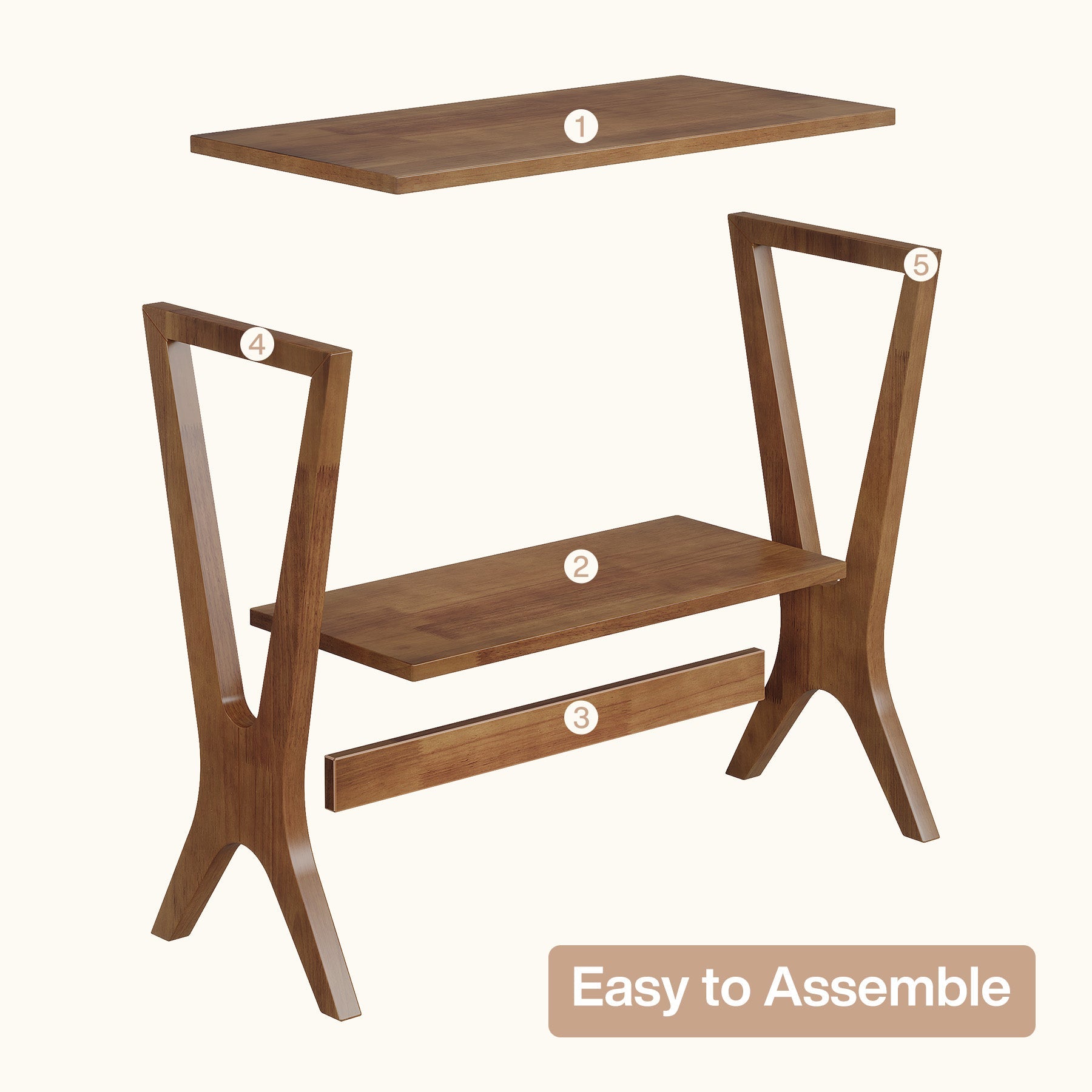 Tribesigns Table d'appoint en bois massif avec 2 étagères, Table de chevet étroite pour salon et chambre