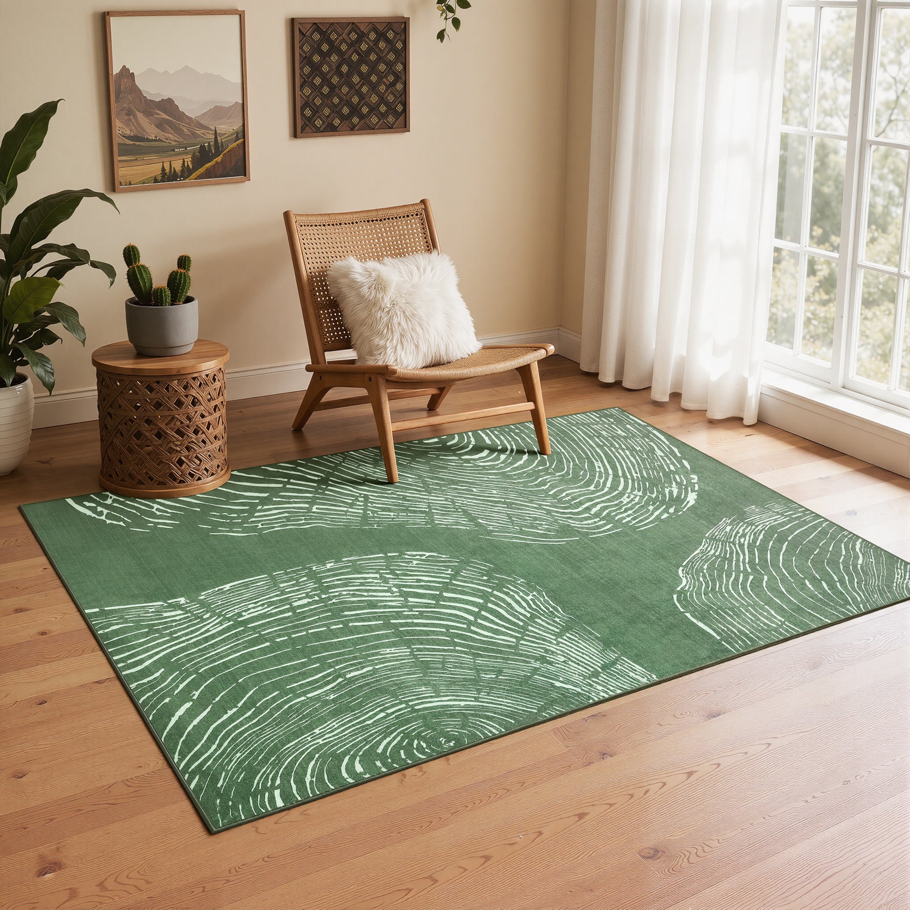 Tribesigns Tapis de salon lavable , Motif abstrait poils ras doux, Style bohème minimaliste, antidérapant