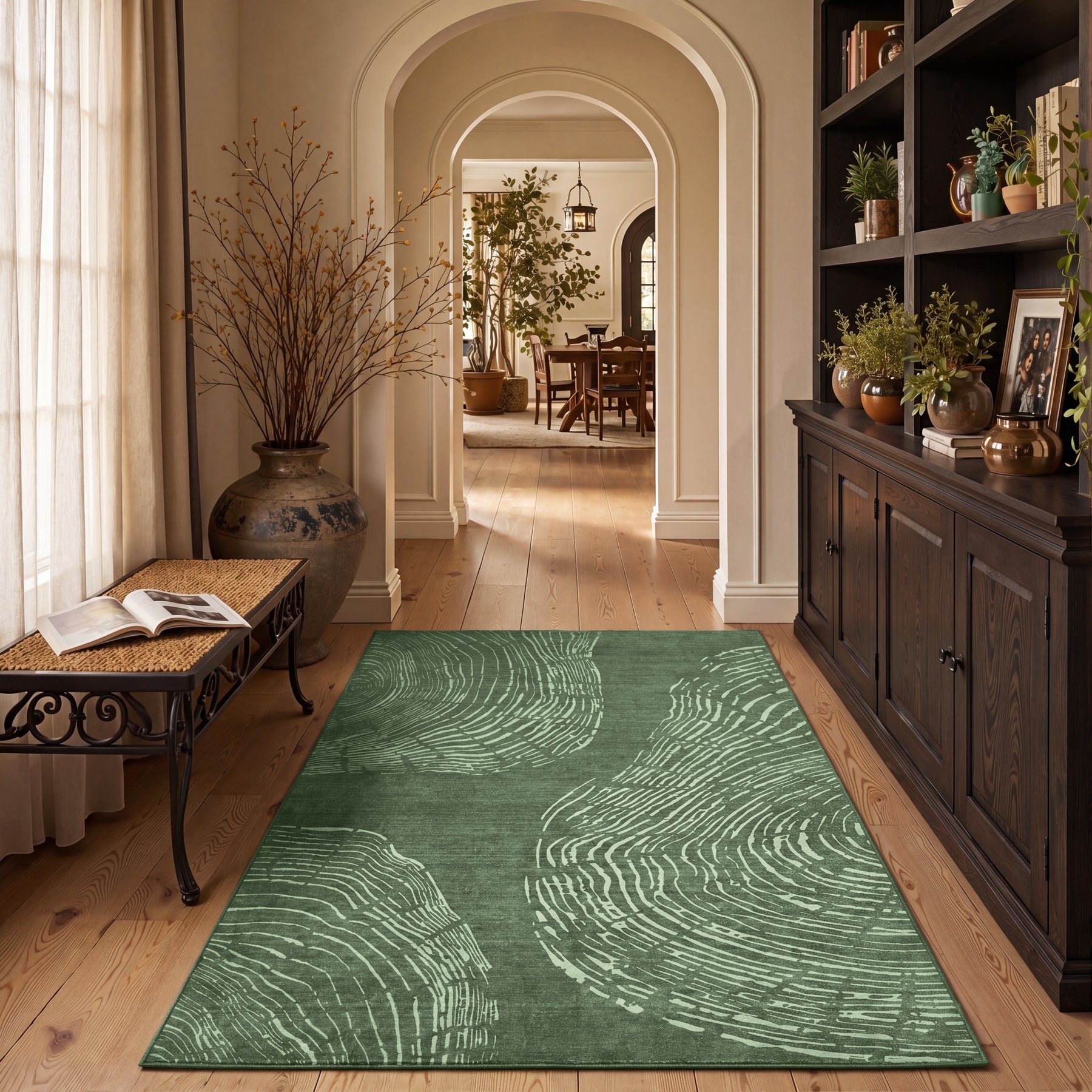 Tribesigns Tapis de salon lavable , Motif abstrait poils ras doux, Style bohème minimaliste, antidérapant