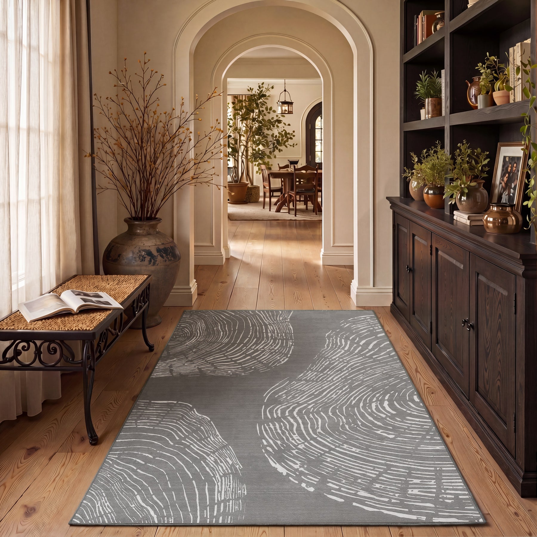 Tribesigns Tapis de salon lavable , Motif abstrait poils ras doux, Style bohème minimaliste, antidérapant