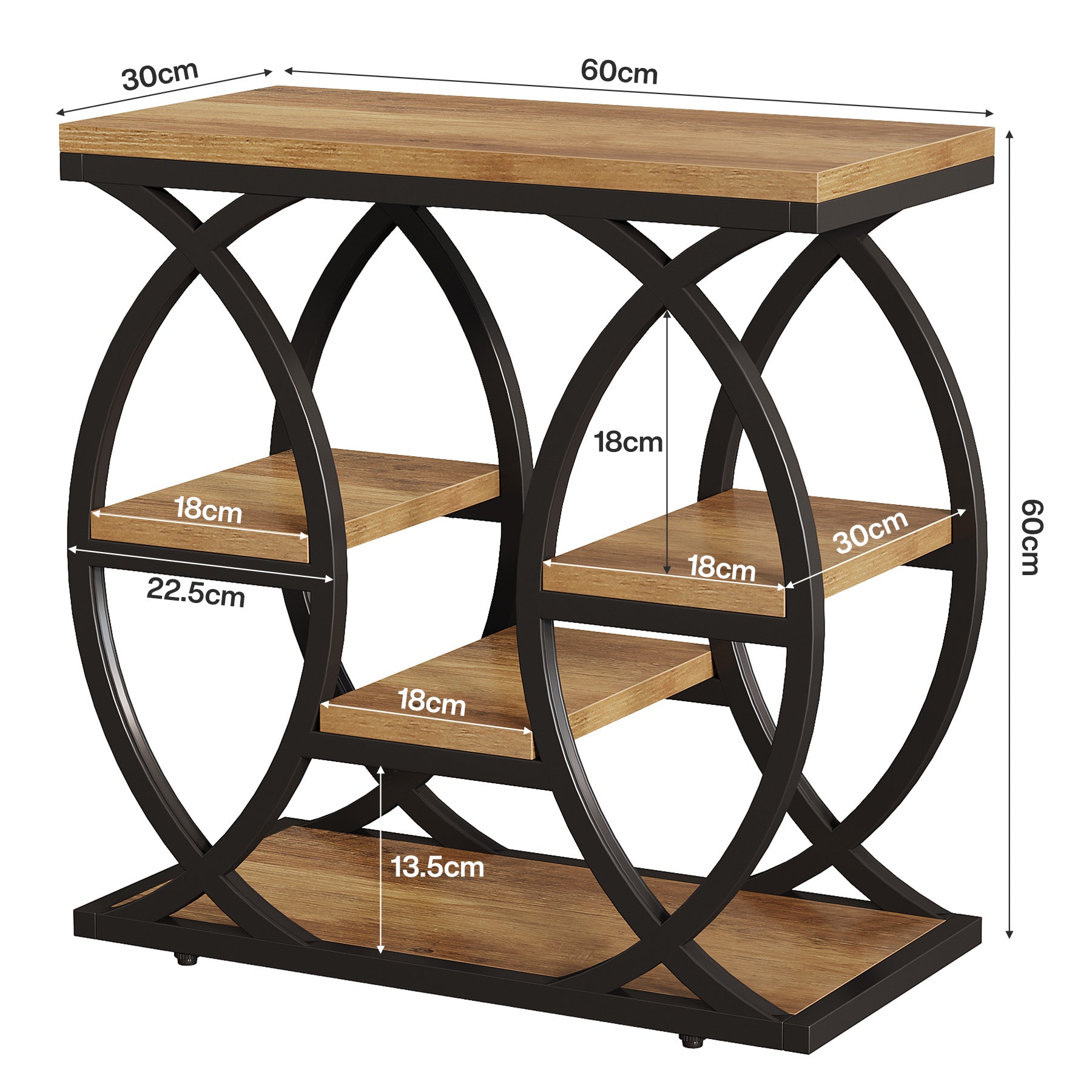 Tribesigns Table d'appoint avec 4 étagères, Table de chevet étroite avec espace de rangement