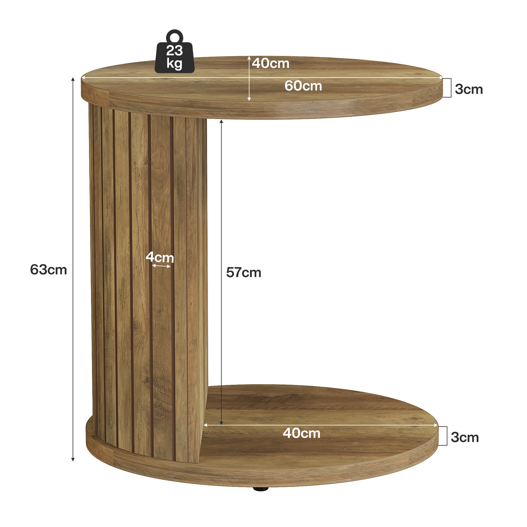 Tribesigns Table d'appoint ovale de 60 cm à 2 niveaux, Table de chevet et table basse peu encombrante