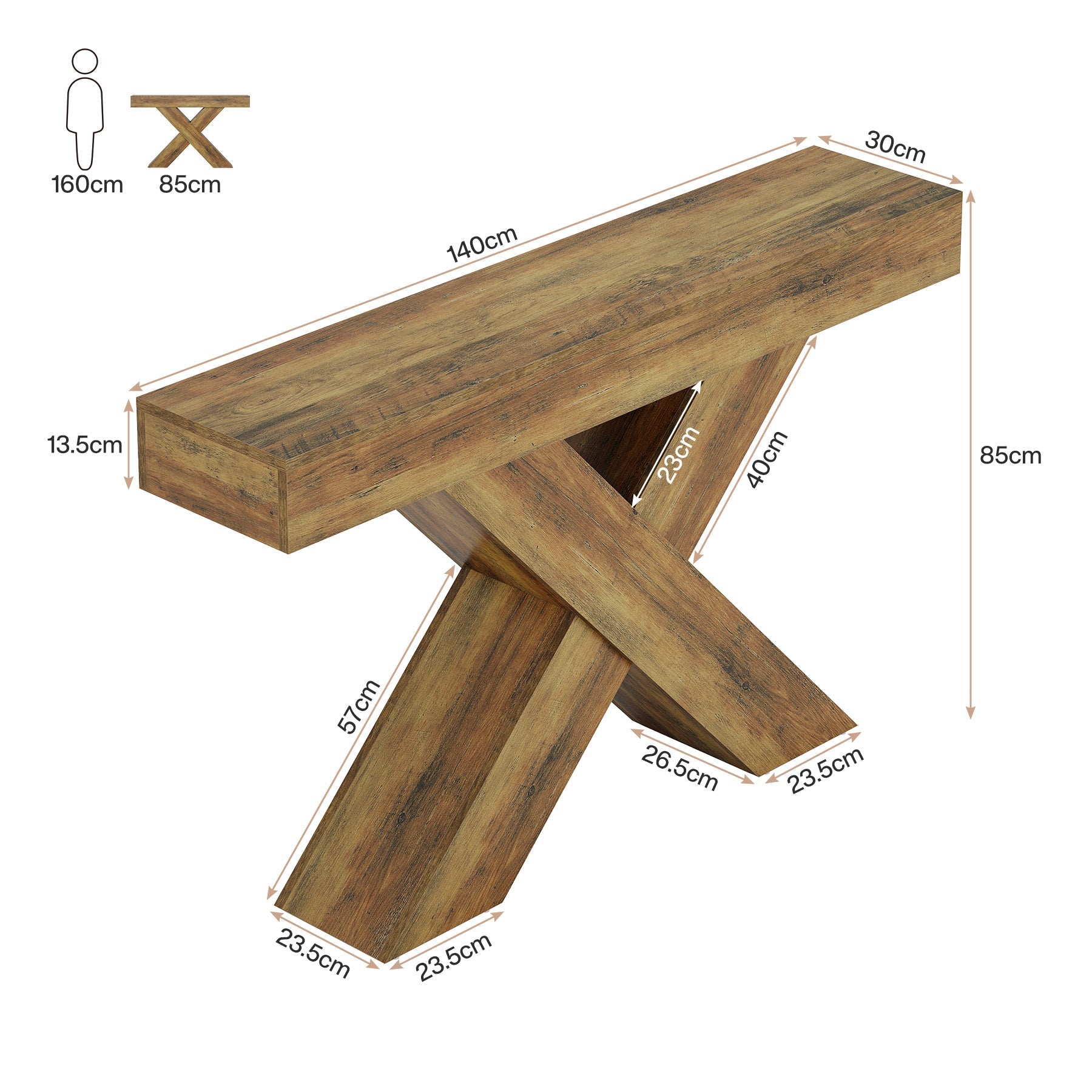 Tribesigns Console de 140 cm, Table d'appoint en bois au design unique
