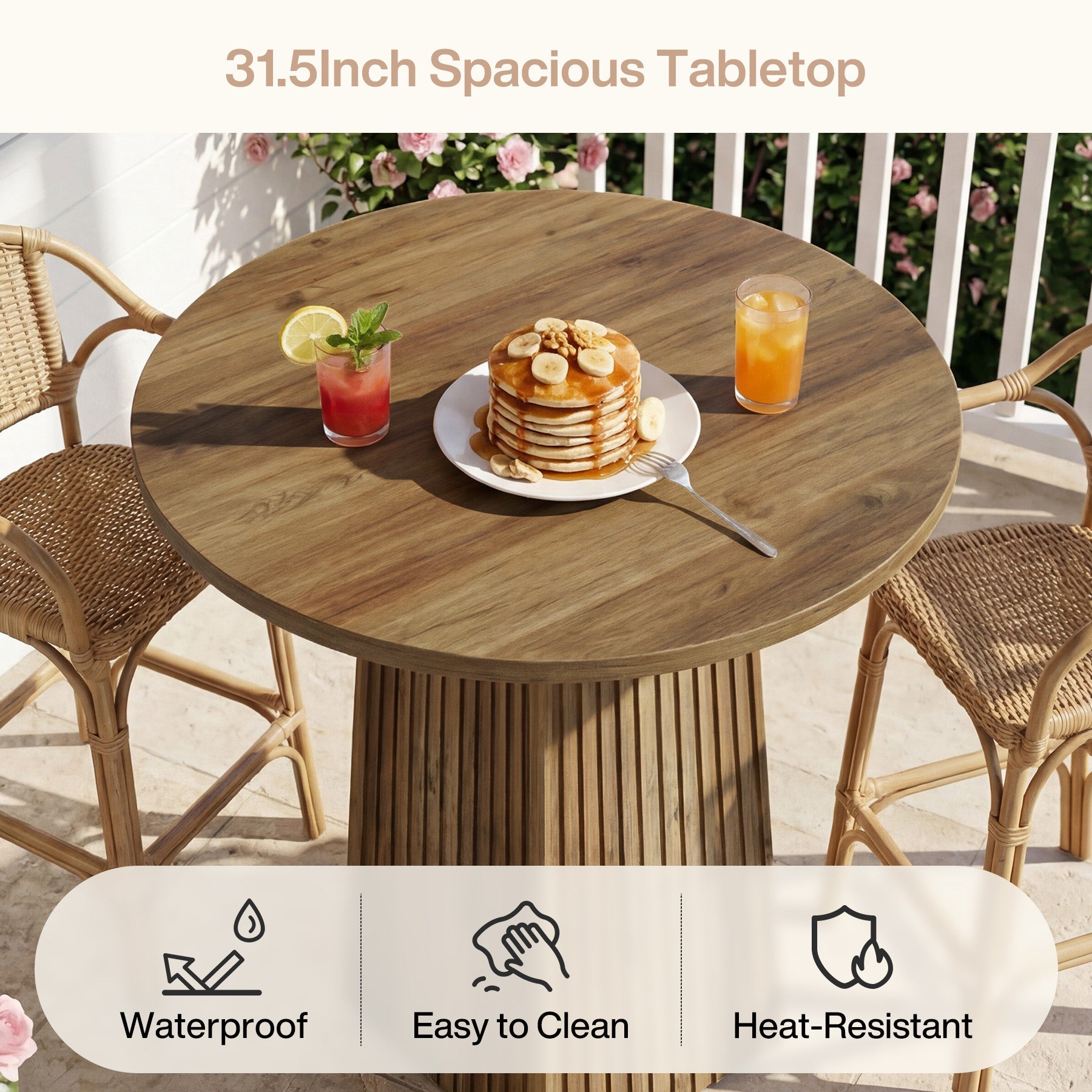 Tribesigns Table de bar ronde, Table de bar en bois pour cuisine (table seule)