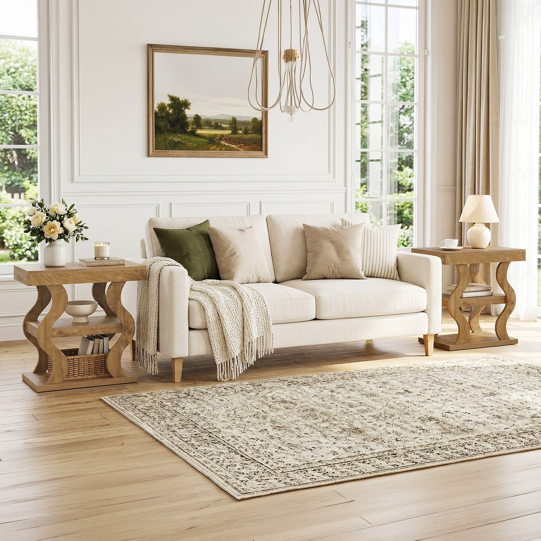 Tribesigns Table d'appoint style campagne 61 cm, Table de chevet étroite à 3 niveaux avec rangement