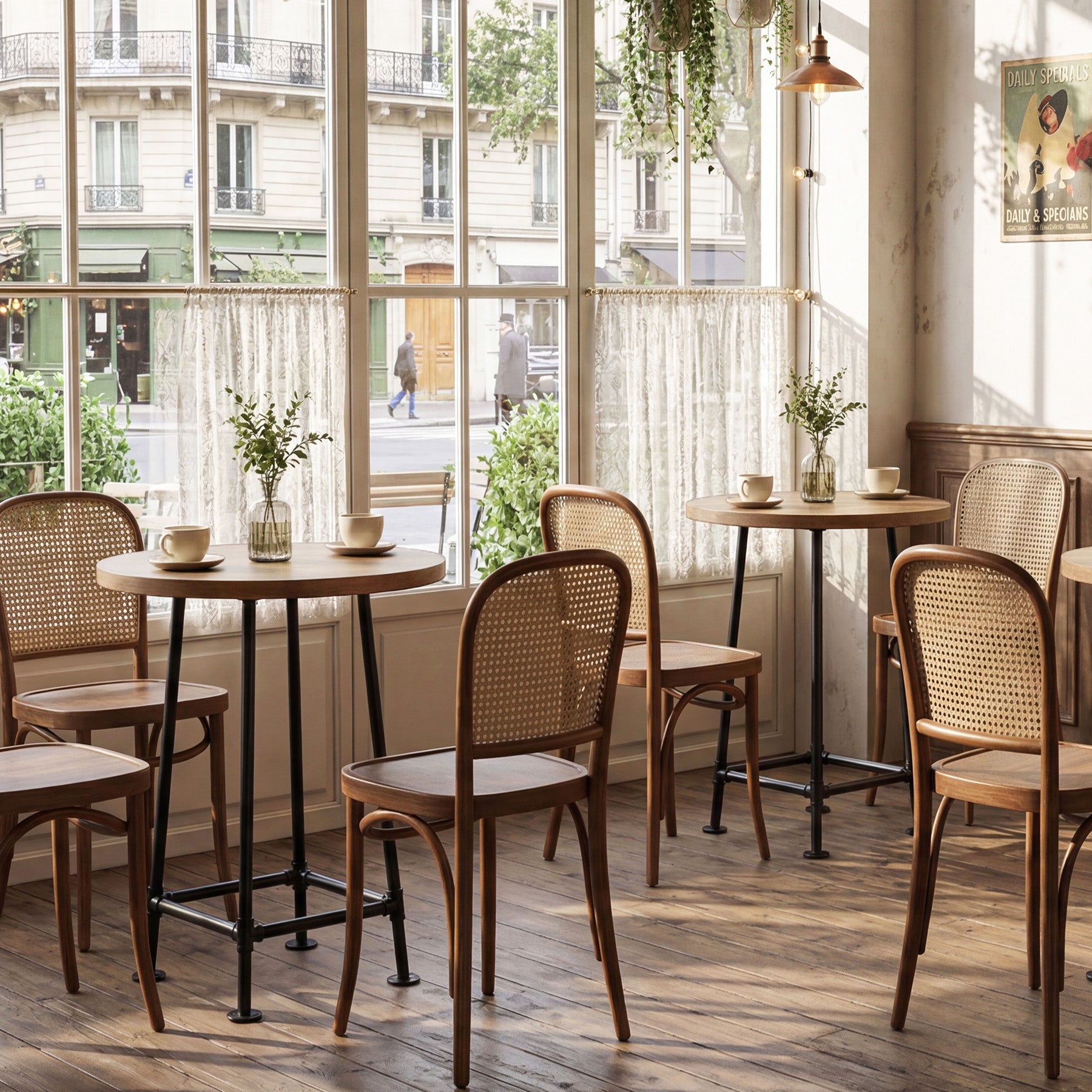 Tribesigns Table de bar ronde de 95 cm avec repose-pieds en métal, Table haute de style industriel pour cuisine et bistro (table seule)
