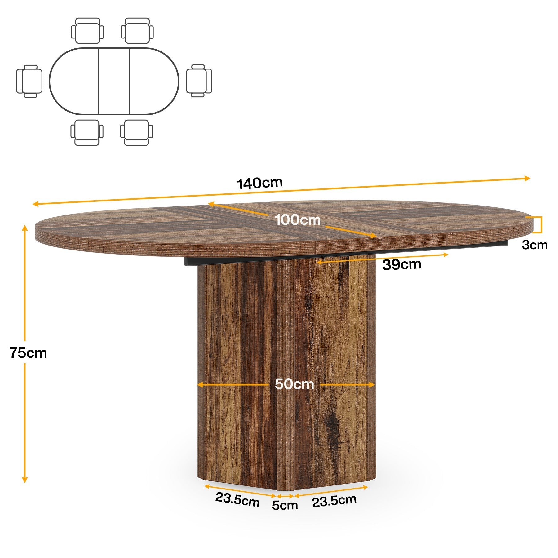 Tribesigns Table à manger en bois, Table de cuisine 140 cm pour 4 à 6 personnes