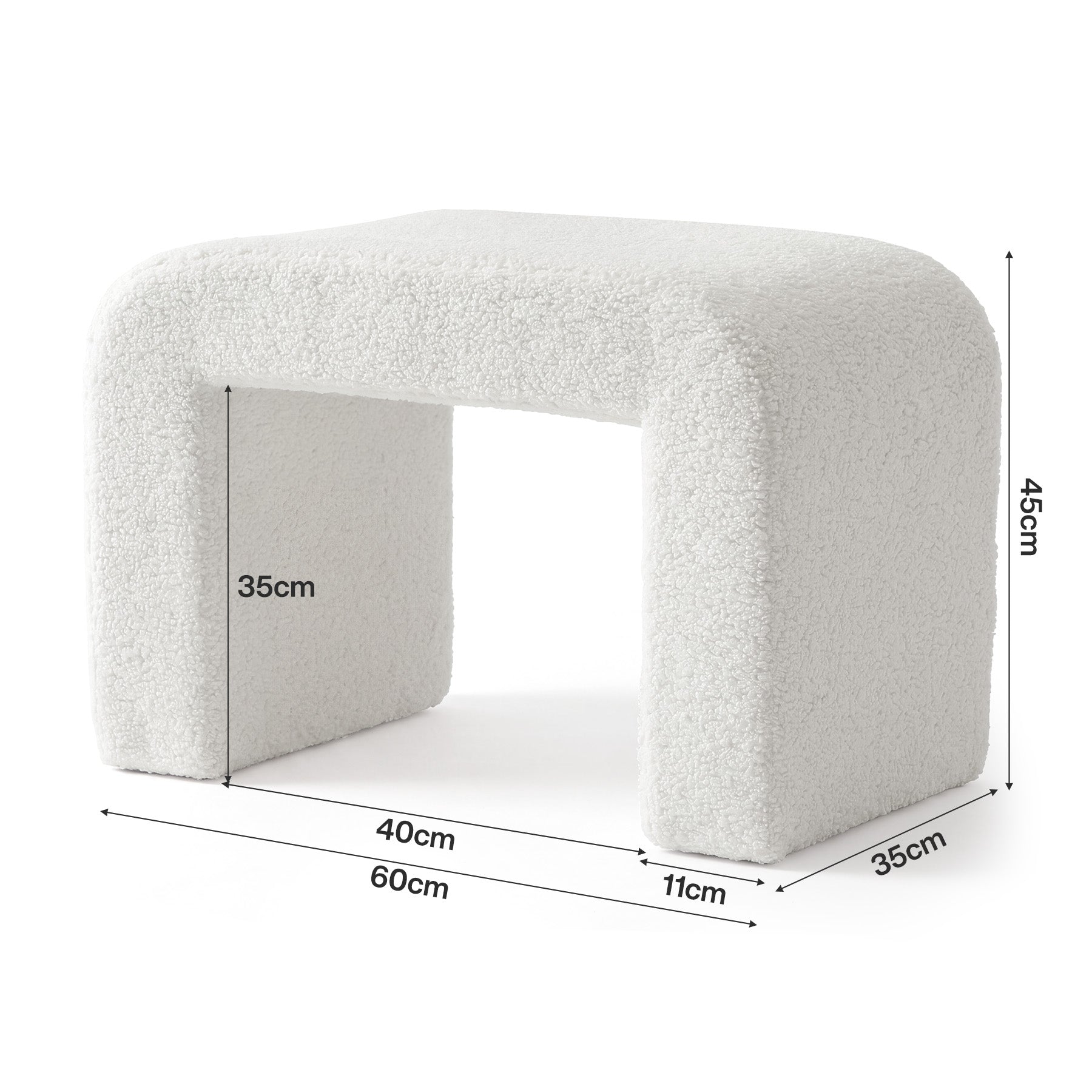 Tabouret rembourré en sherpa, Tabouret de coiffeuse moderne avec revêtement en peluche