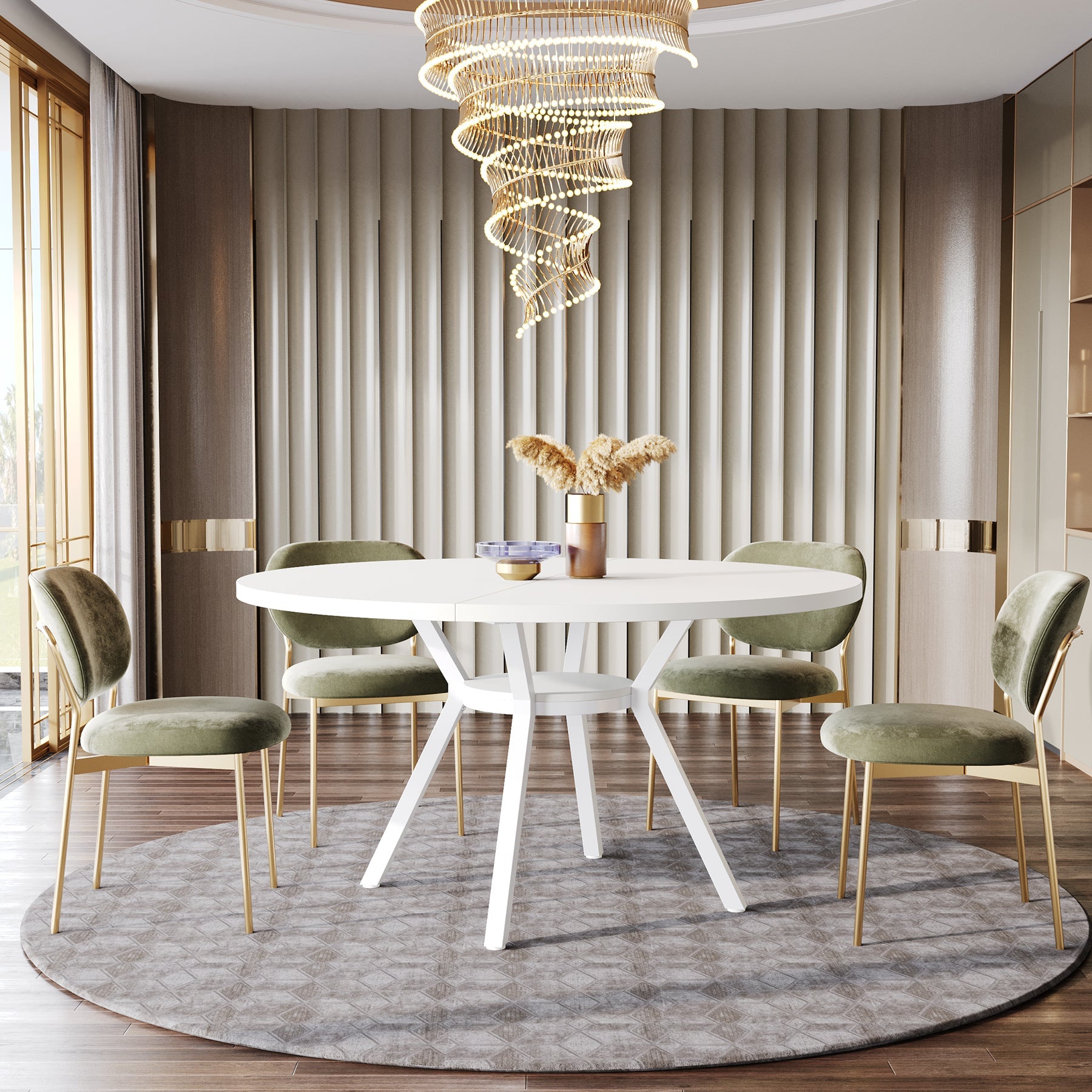 Tribesigns Table à manger ronde, Table de cuisine moderne de 120 cm pour 4 personnes