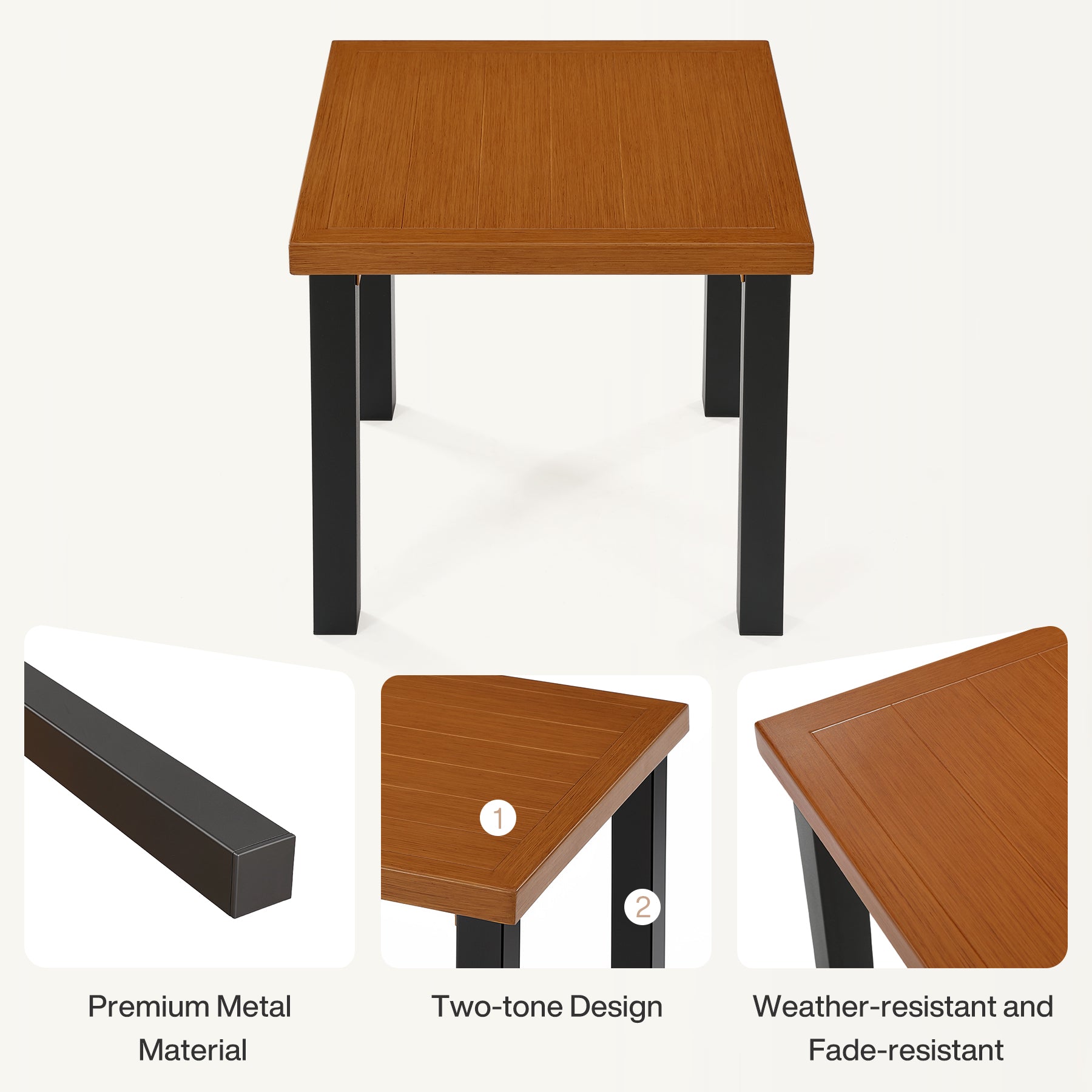 Tribesigns Table d'appoint d'extérieur résistante aux intempéries, Table de balcon aspect bois