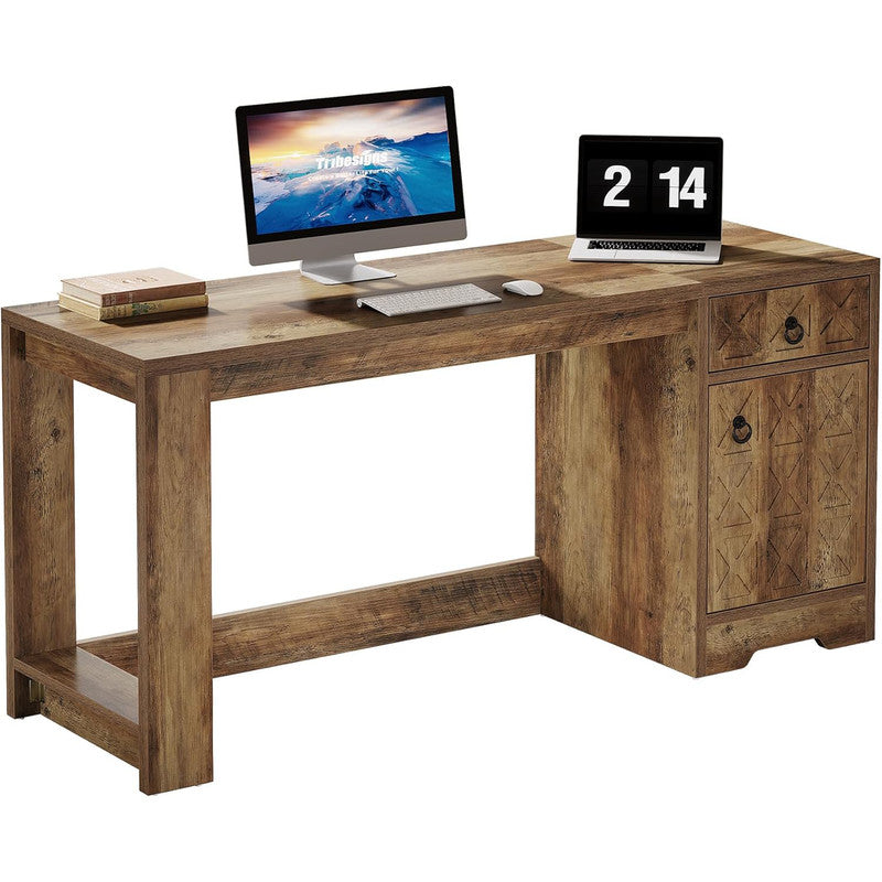 150cm Homeoffice-Tisch mit Stauraum - Landhausdesign in Braun