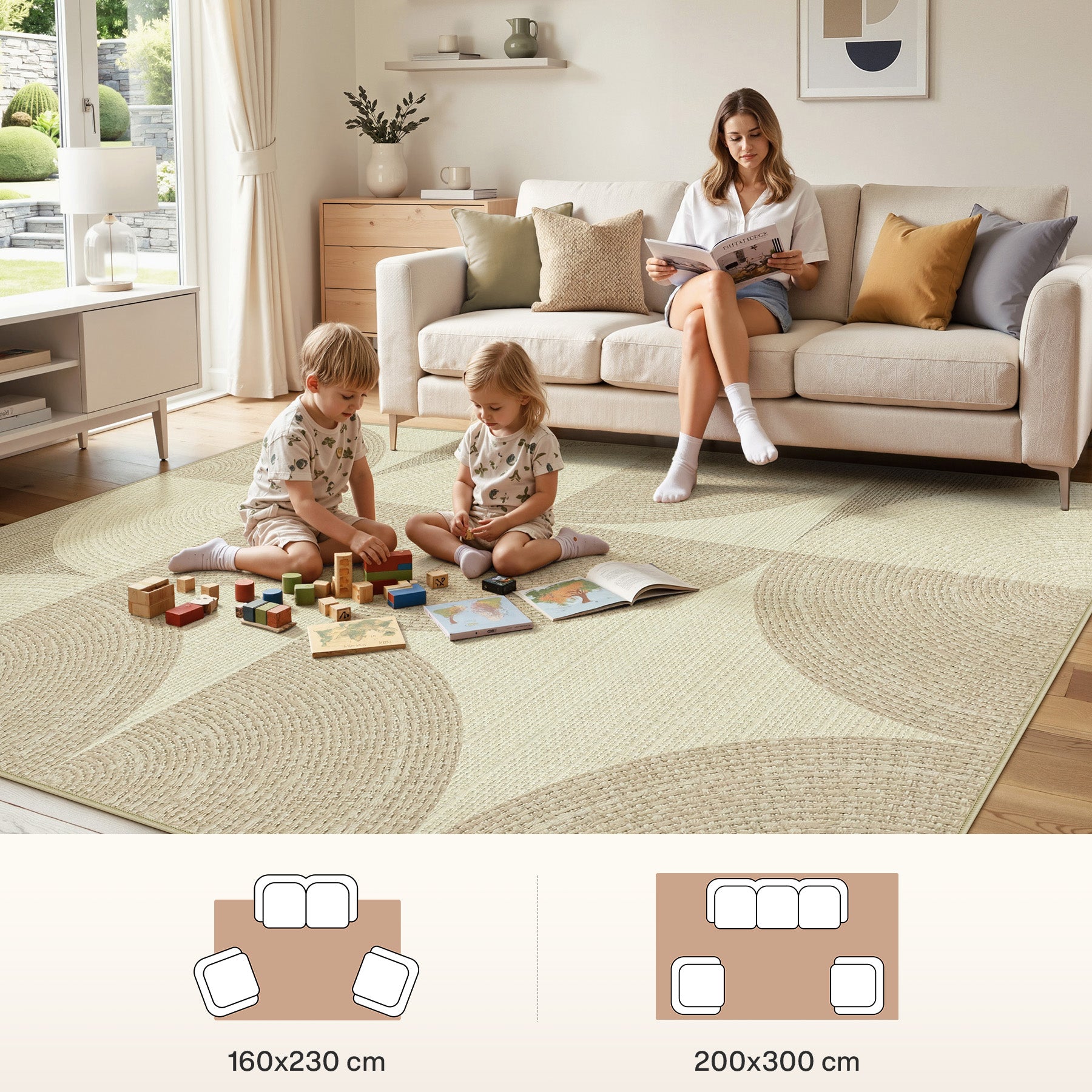 Tribesigns Tapis géométrique 160 x 230cm 200 x 300 cm, Tapis moderne minimaliste à poils courts