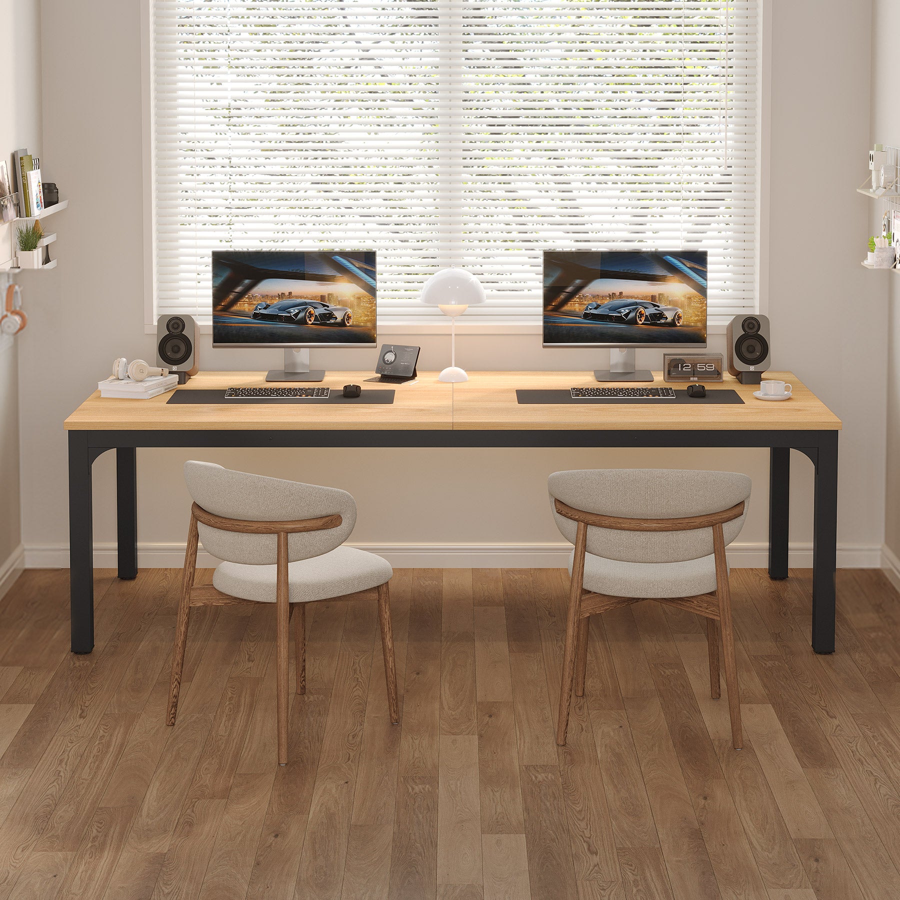 Tribesigns Bureau d'ordinateur, Bureau informatique Table longue pour deux