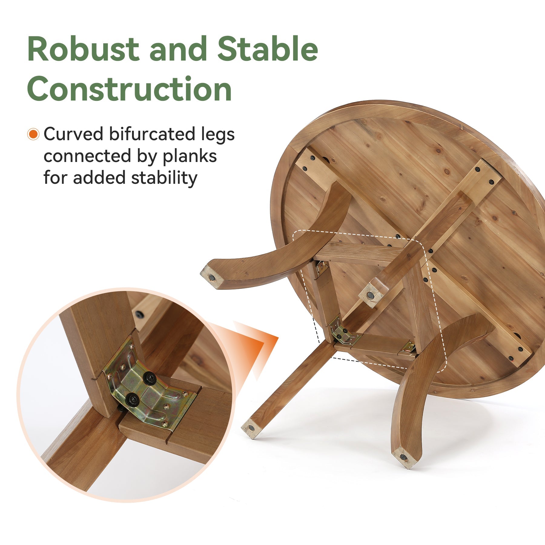 Tribesigns Table à manger ronde en bois massif de 120 cm, Style ferme avec pieds incurvés