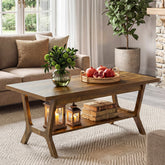 Tribesigns Table basse 120 cm avec étagère, Table de salon rectangulaire avec rangement style champêtre 3