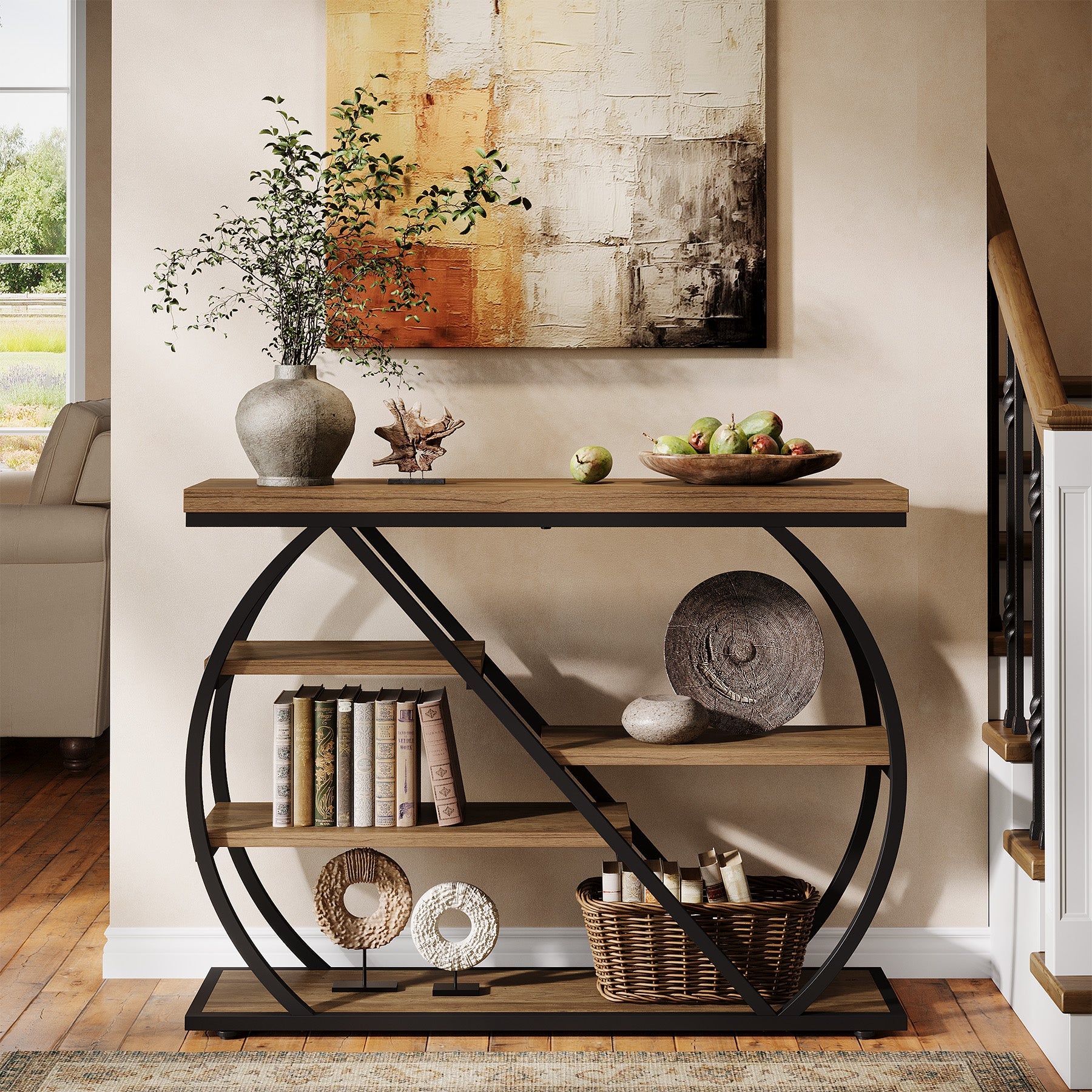 Tribesigns Console 105 cm, Table d'entrée industrielle à 5 niveaux pour couloir
