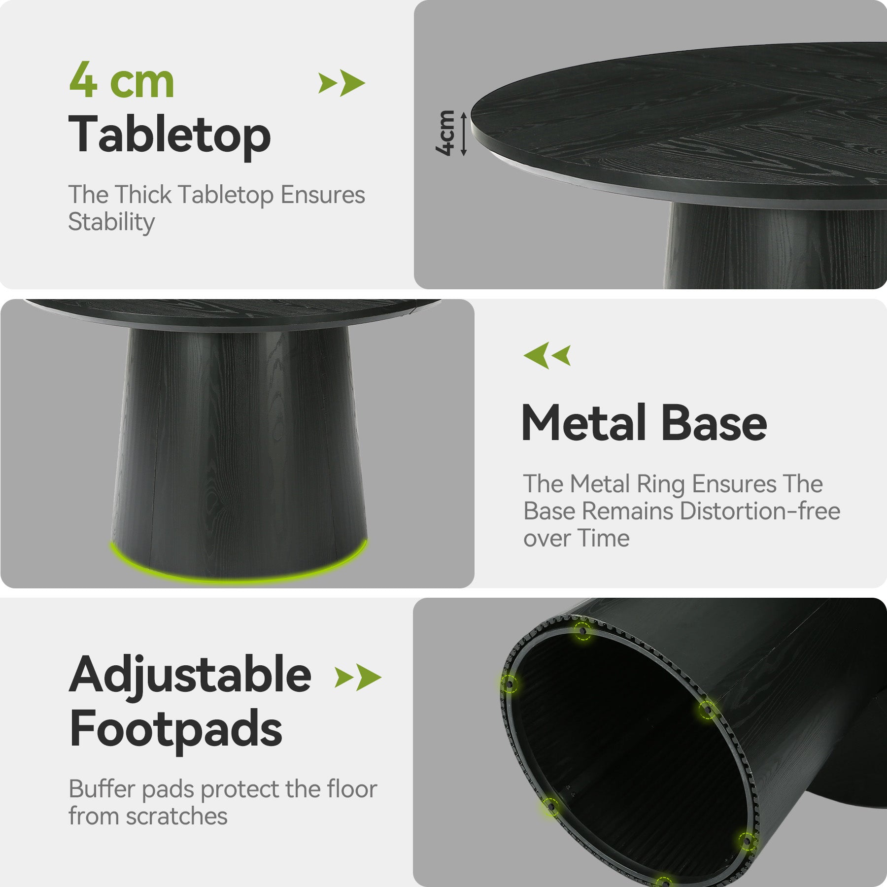 Tribesigns Table à manger ronde 120 cm, Table de cuisine moderne à finition bois pour 4 à 6 personnes avec structure robuste