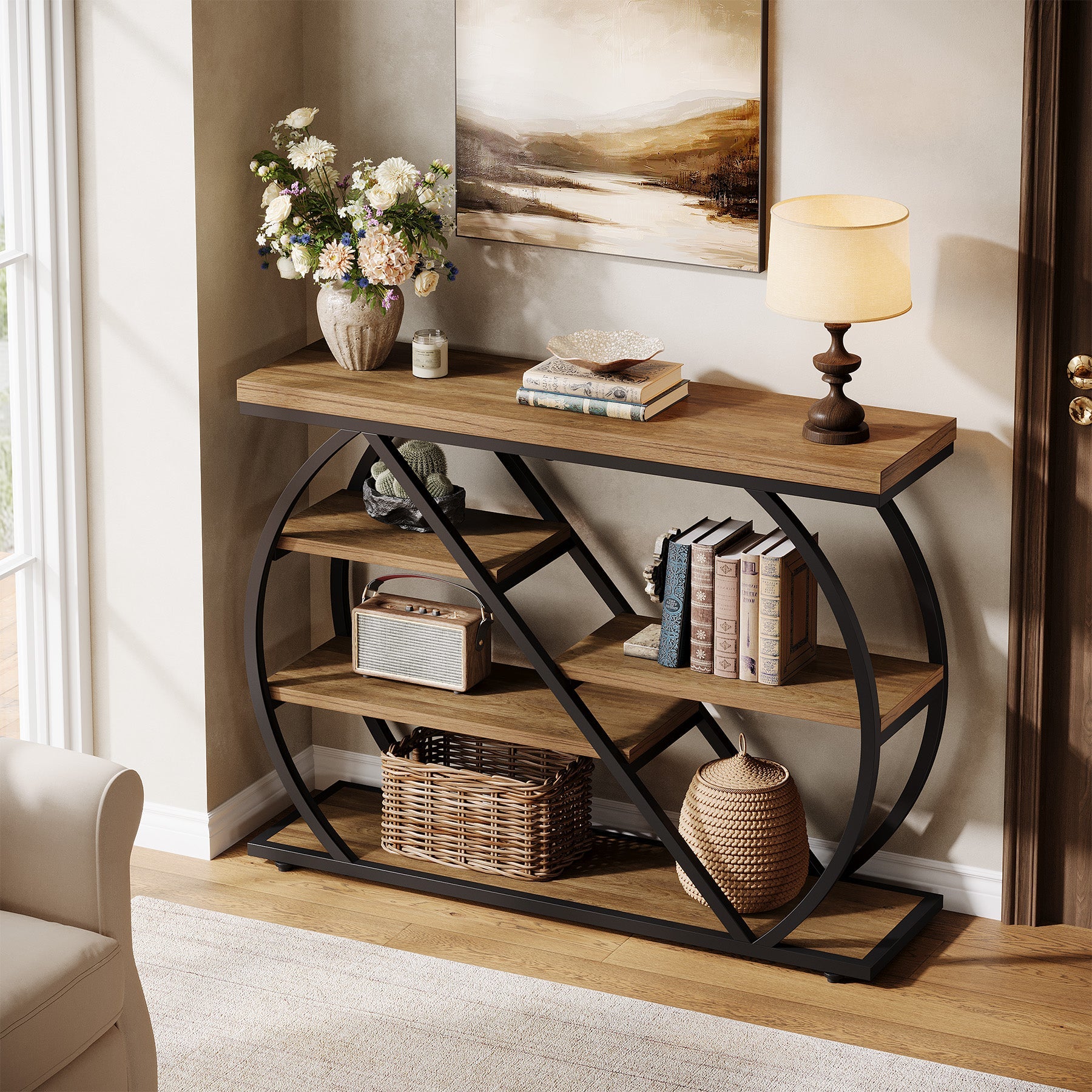 Tribesigns Console 105 cm, Table d'entrée industrielle à 5 niveaux pour couloir