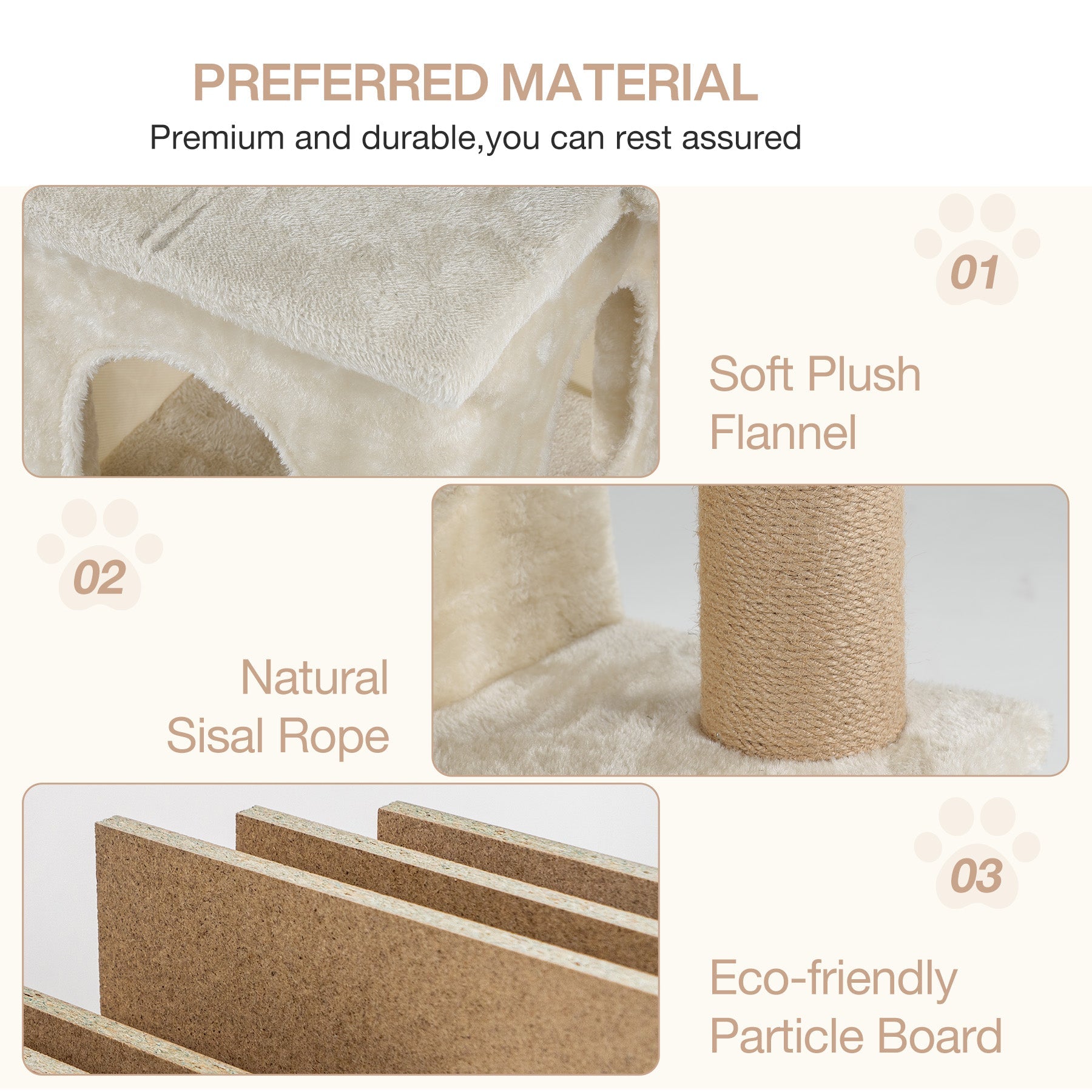 Tribesigns Arbre à chat avec 2 niches en peluche et poteaux en sisal, Grand arbre à chat pour plusieurs chats d'intérieur
