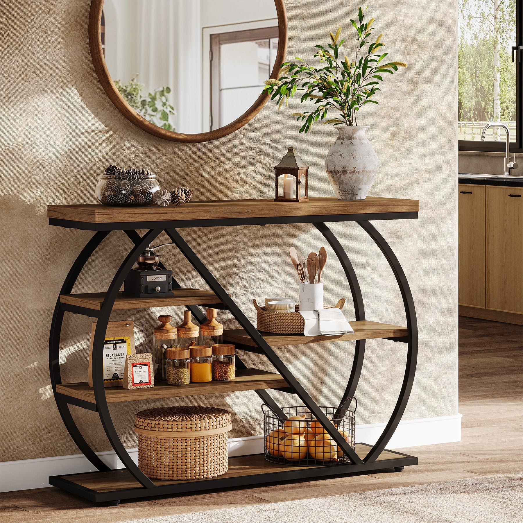 Tribesigns Console 105 cm, Table d'entrée industrielle à 5 niveaux pour couloir