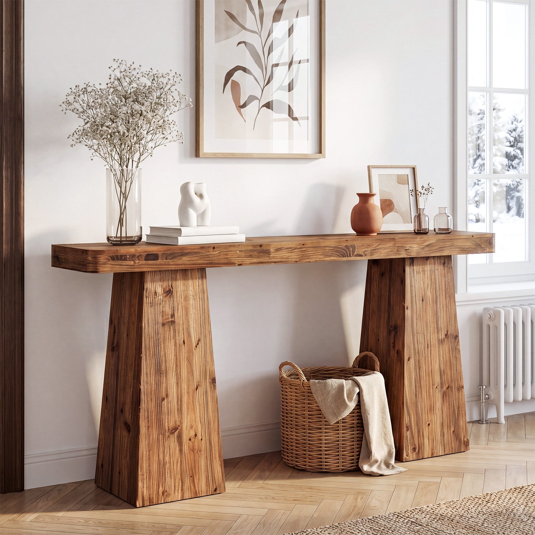 Tribesigns Massief Houten Consoletafel 160 cm, Smalle Sofatafel voor Achter de Bank