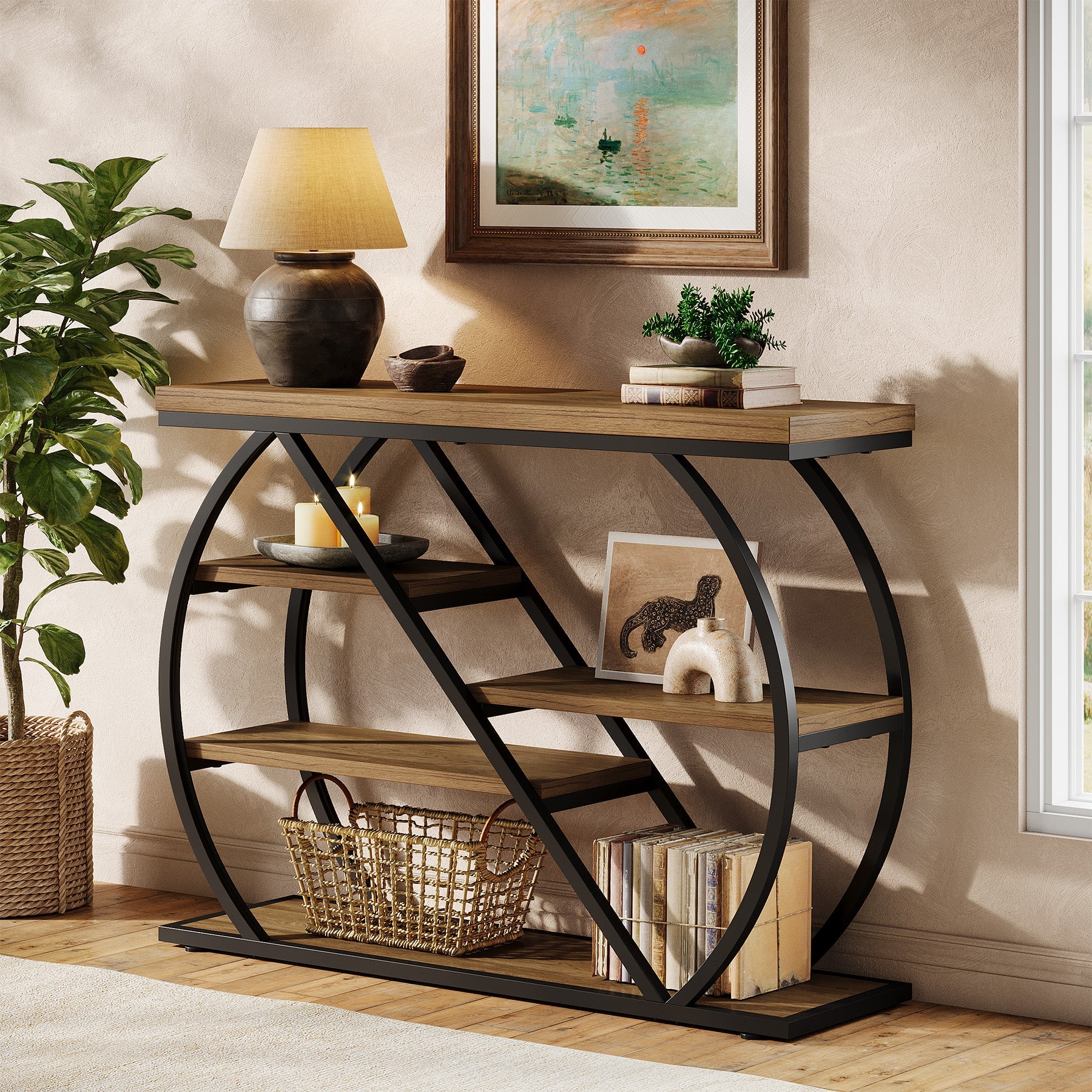 Tribesigns Console 105 cm, Table d'entrée industrielle à 5 niveaux pour couloir