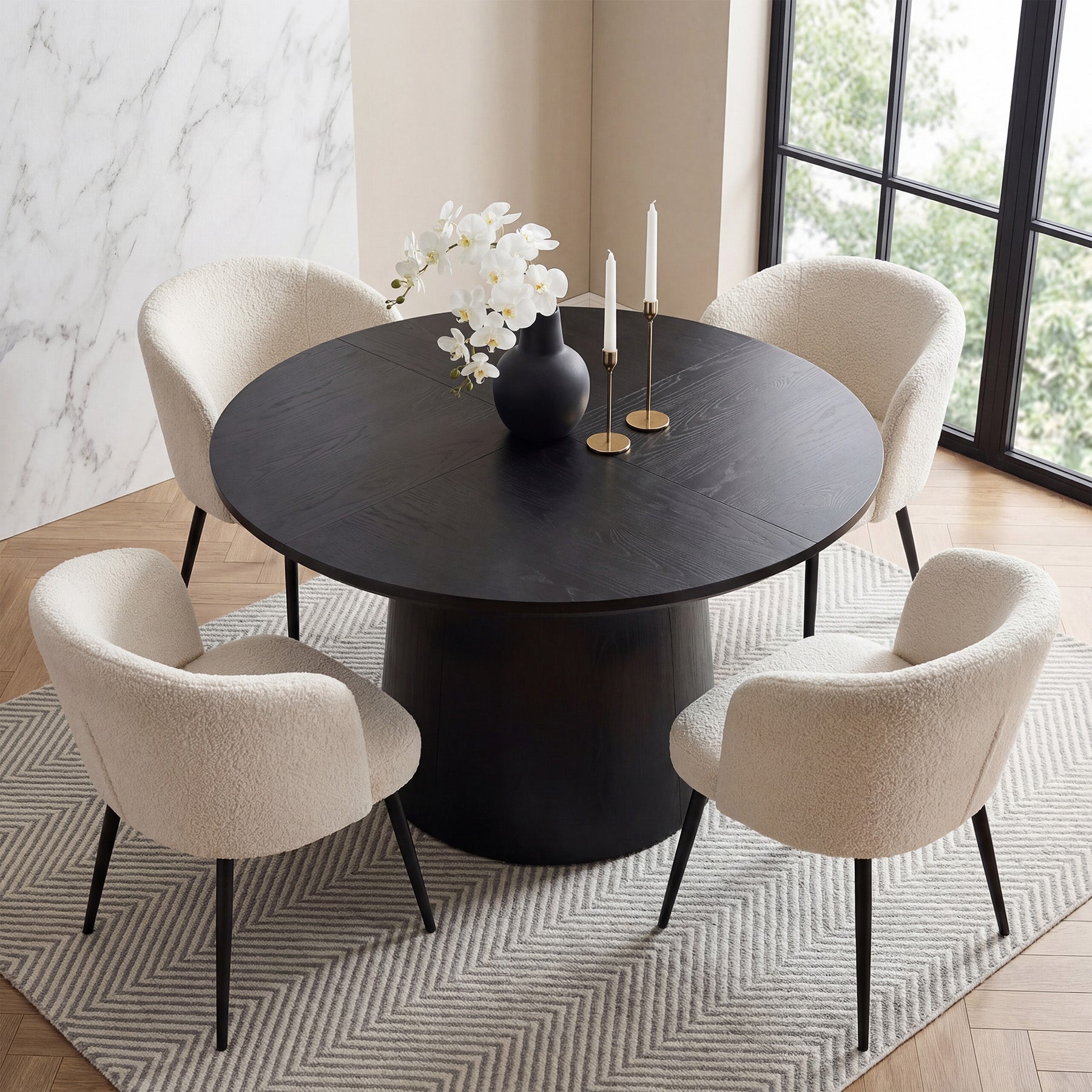 Tribesigns Table à manger ronde 120 cm, Table de cuisine moderne à finition bois pour 4 à 6 personnes avec structure robuste