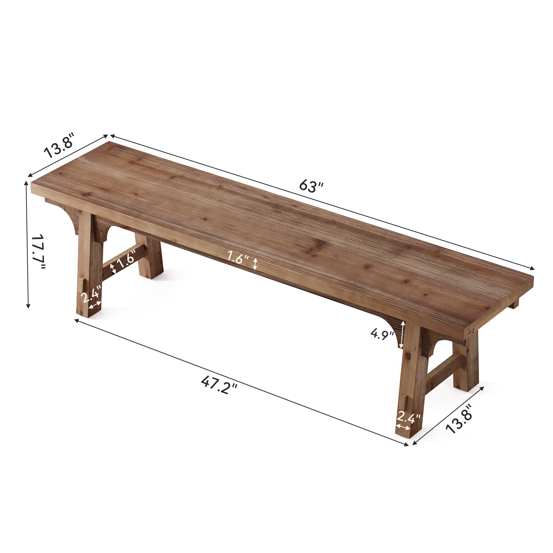 Tribesigns Banc en bois massif de 160 cm, long banc de couloir avec base robuste pour l'entrée et la chambre