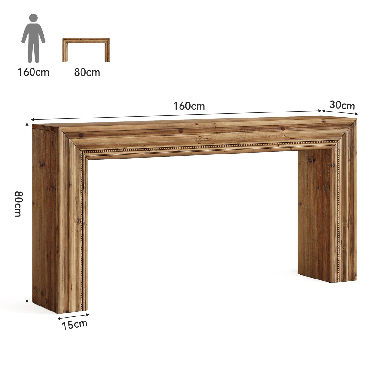 Tribesigns Console en bois massif (sapin) de 160 cm, Table d'entrée rustique