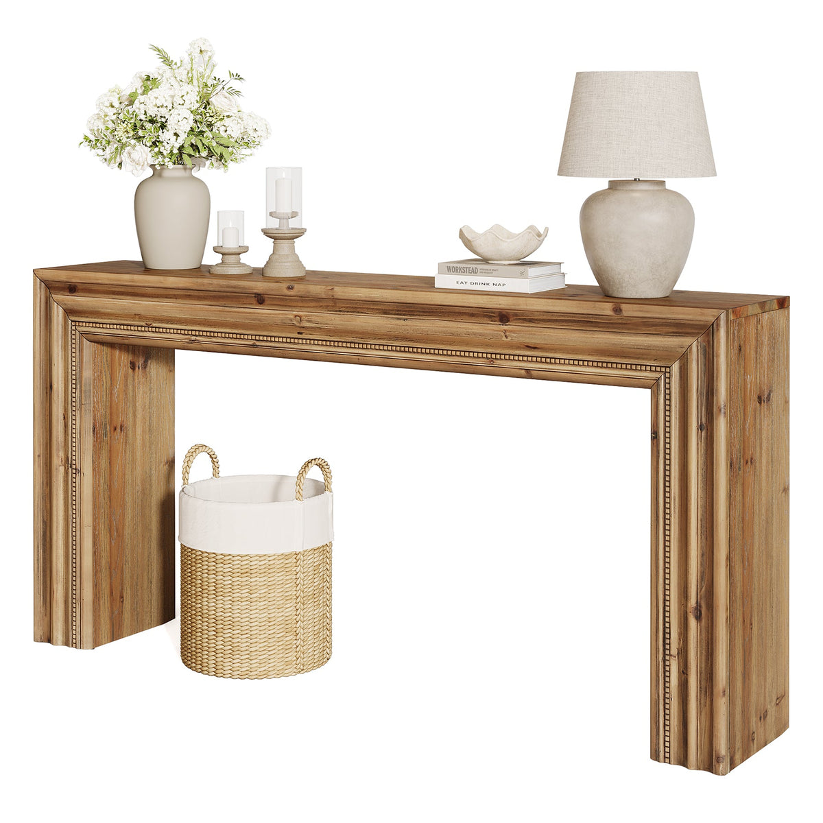 Tribesigns Console en bois massif (sapin) de 160 cm, Table d'entrée rustique