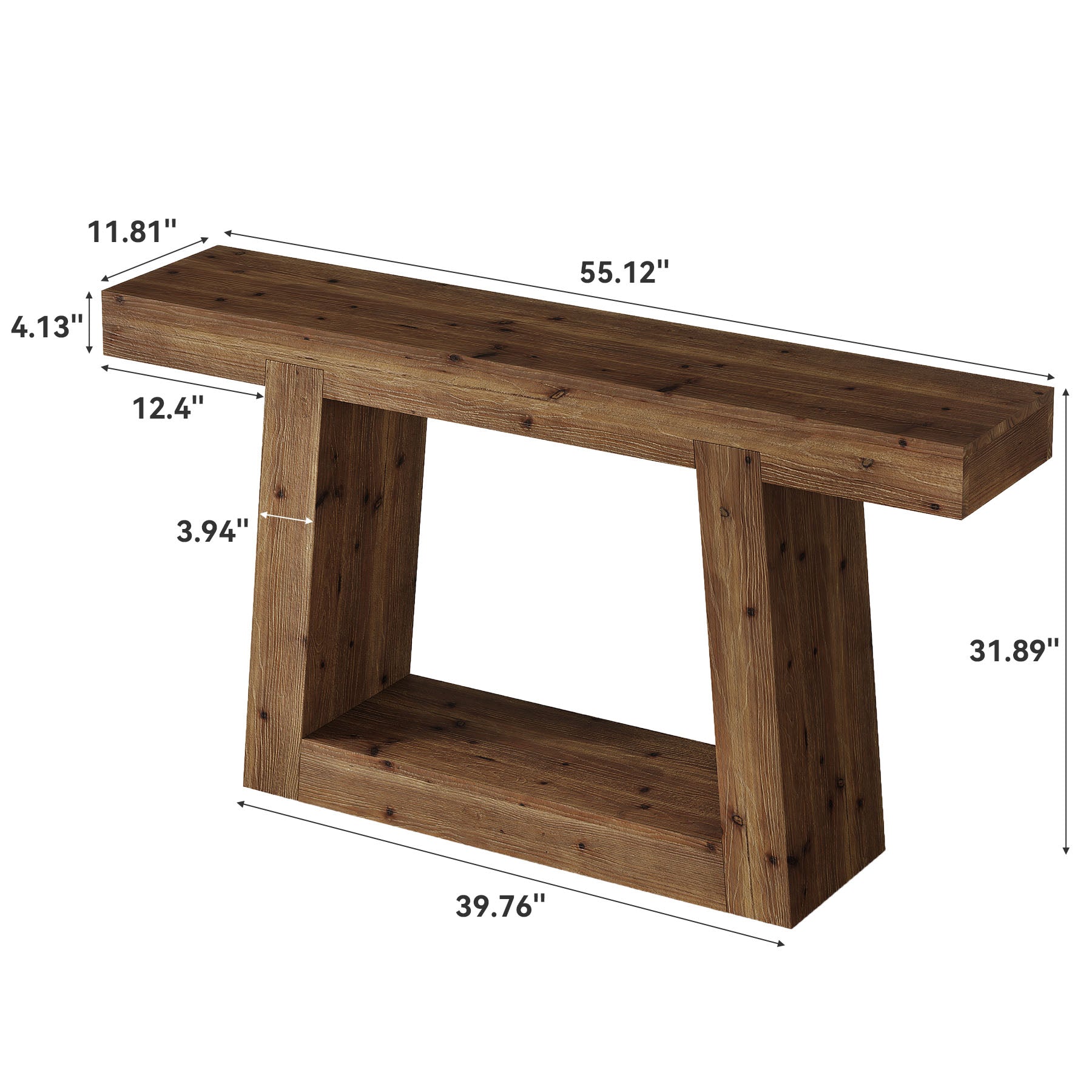 Tribesigns Console étroite en bois massif, Table d'entrée de 140 cm avec 2 étagères